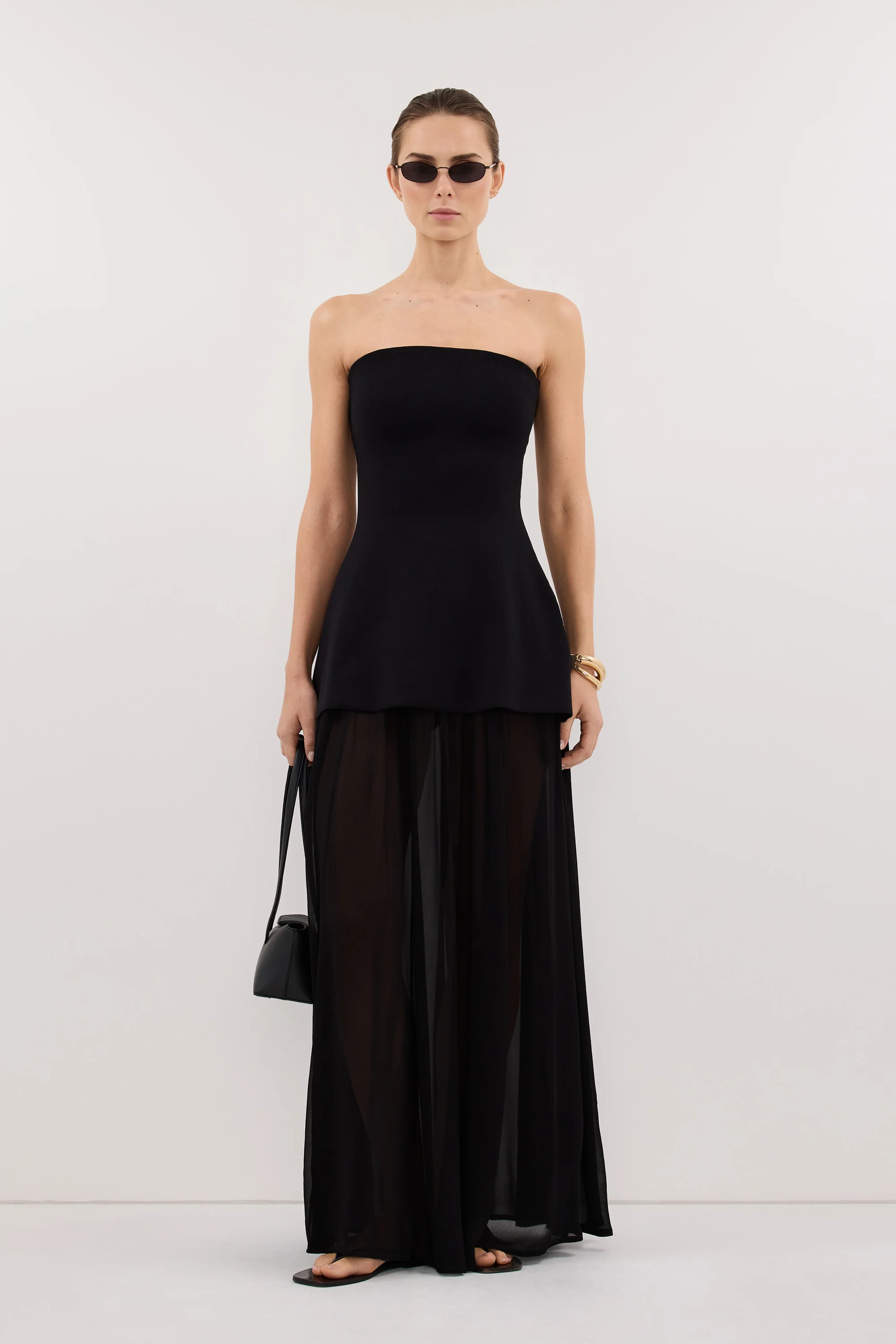 COCO BLACK LONGLINE BANDEAU KNIT TOP - Image 3