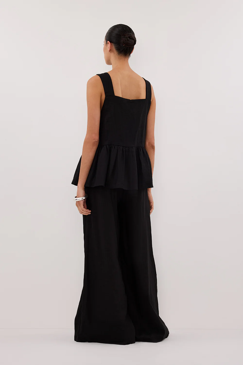 CODY BLACK WIDE LINEN PANT - Image 4