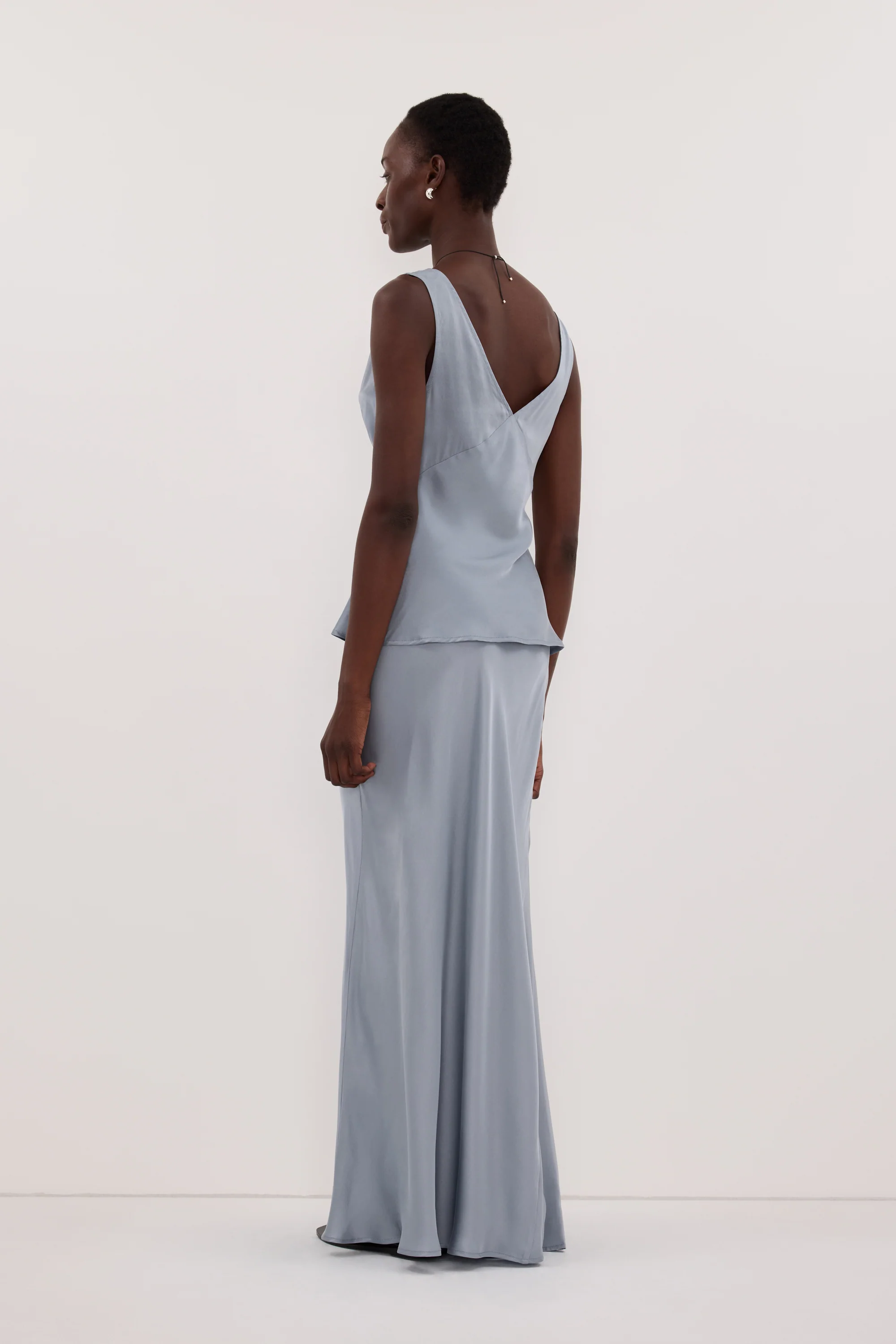COLETTE DUSTY BLUE SILK MAXI SKIRT - Image 5