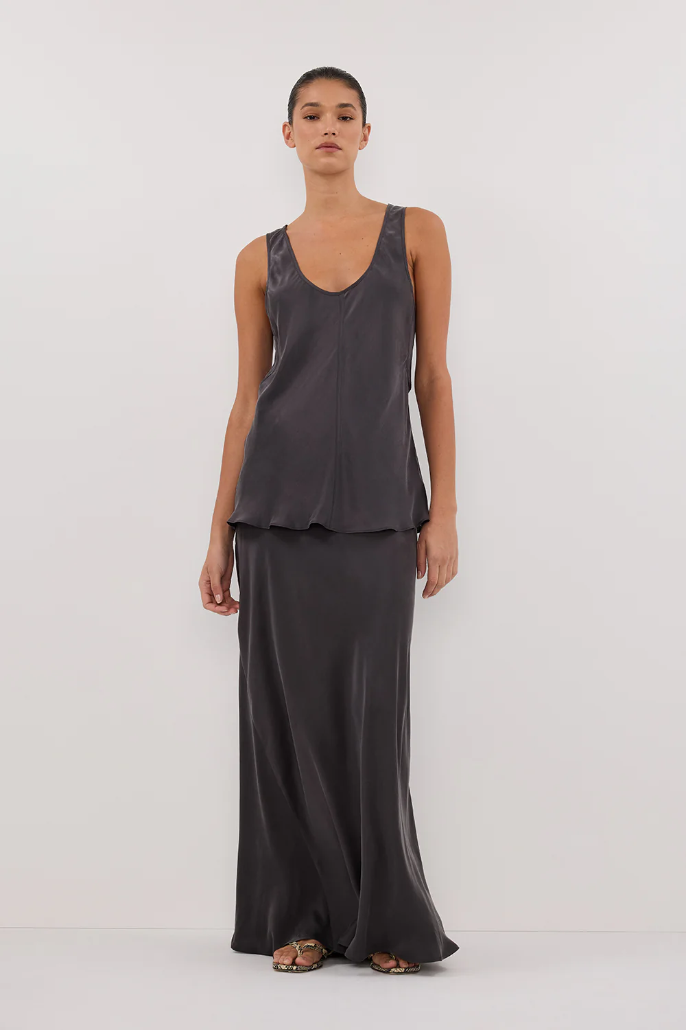 COLETTE PETROL SILK MAXI SKIRT