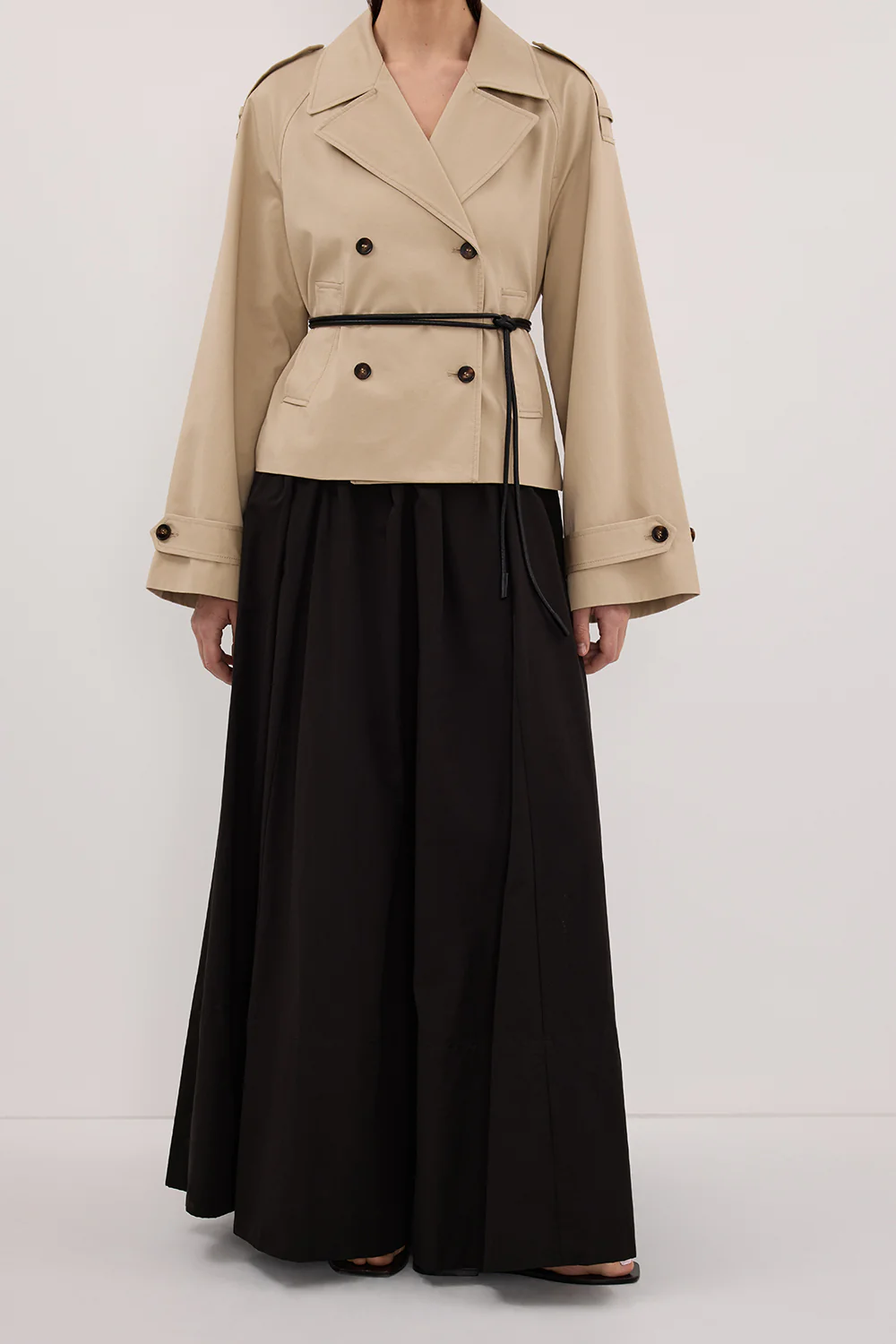 CONAGH BLACK POPLIN MIDI SKIRT - Image 2