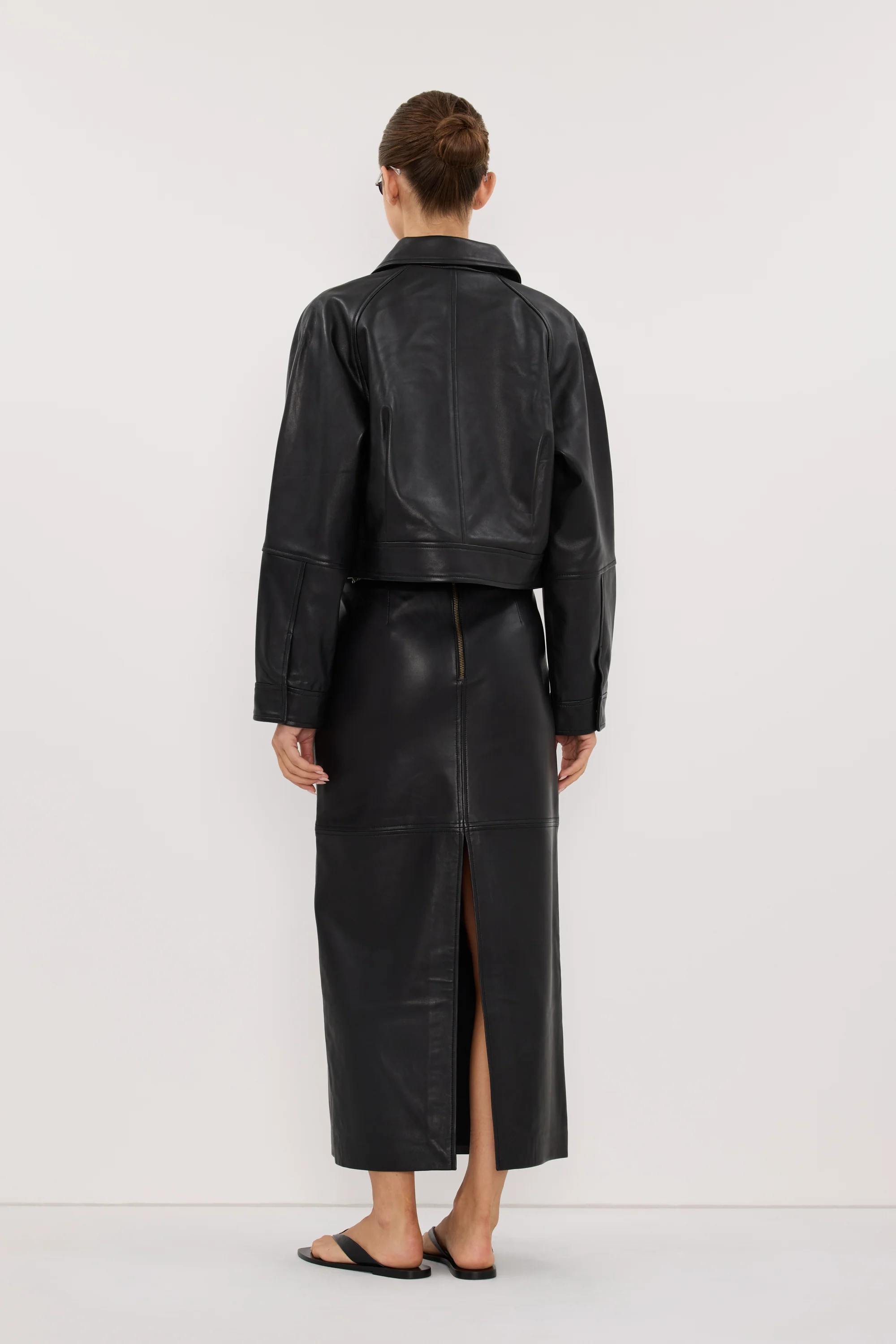COOPER BLACK LEATHER MIDI SKIRT - Image 8