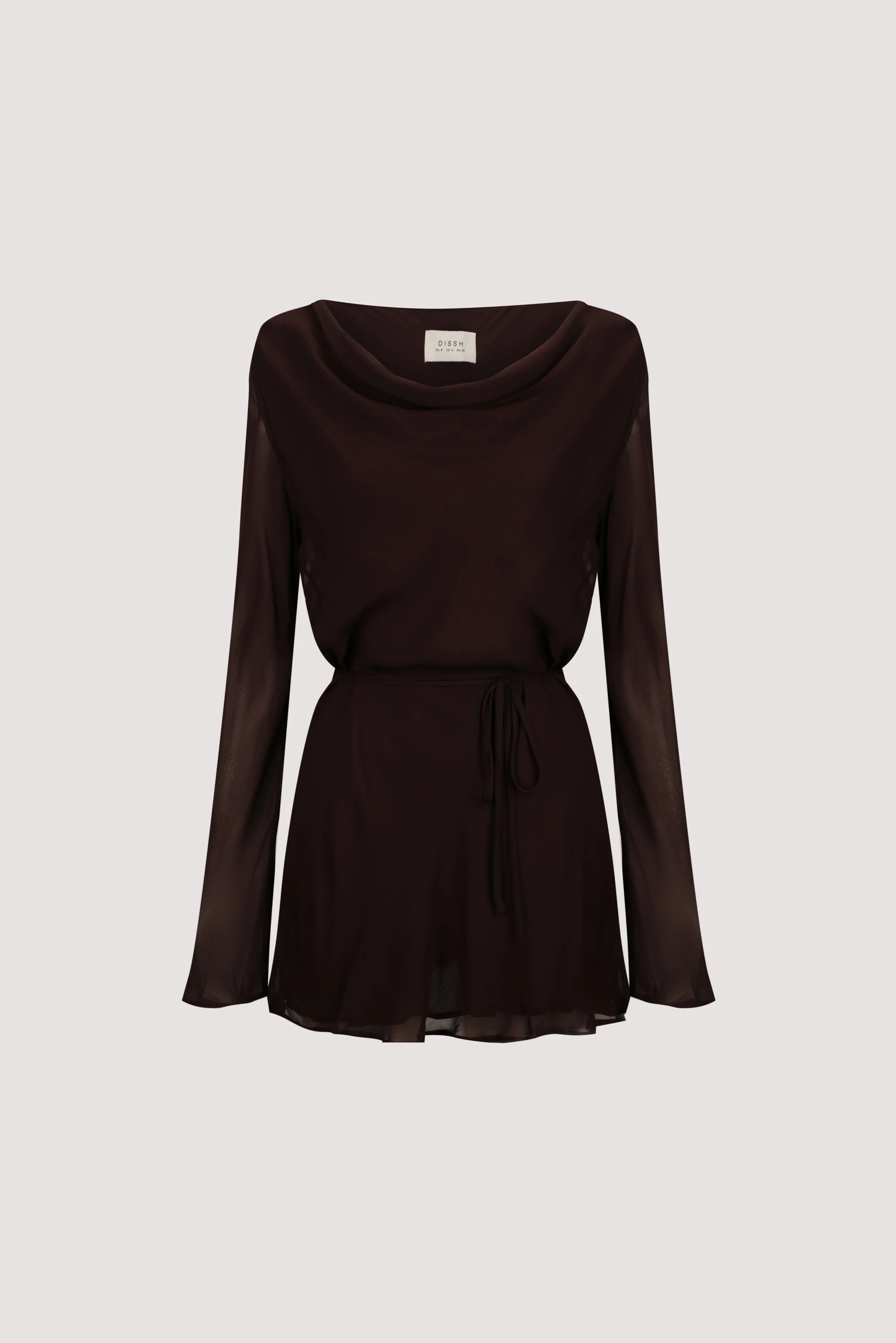 CORFU DARK CHOC SLEEVED MINI DRESS - Image 8