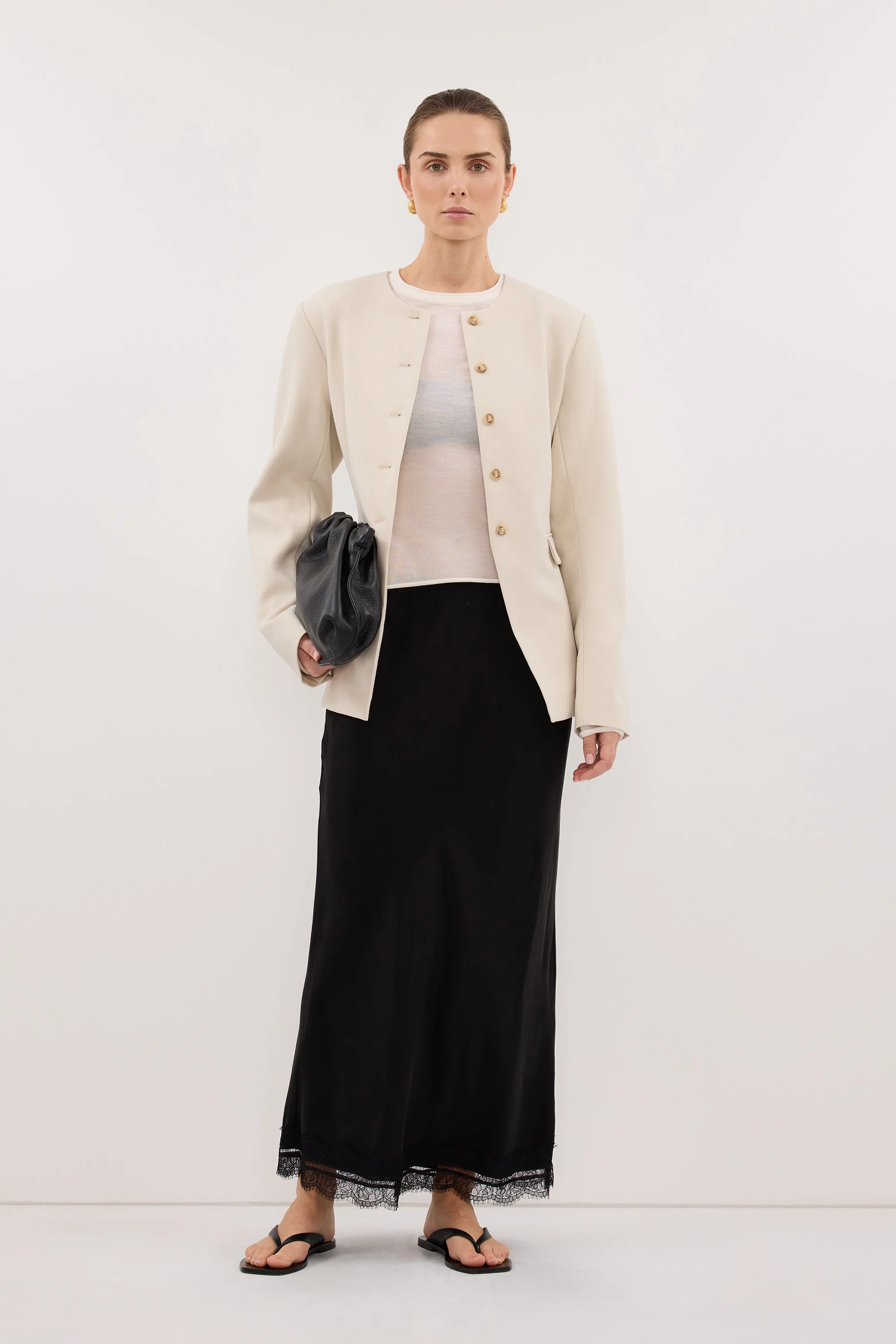 CYRUS BONE COLLARLESS BLAZER