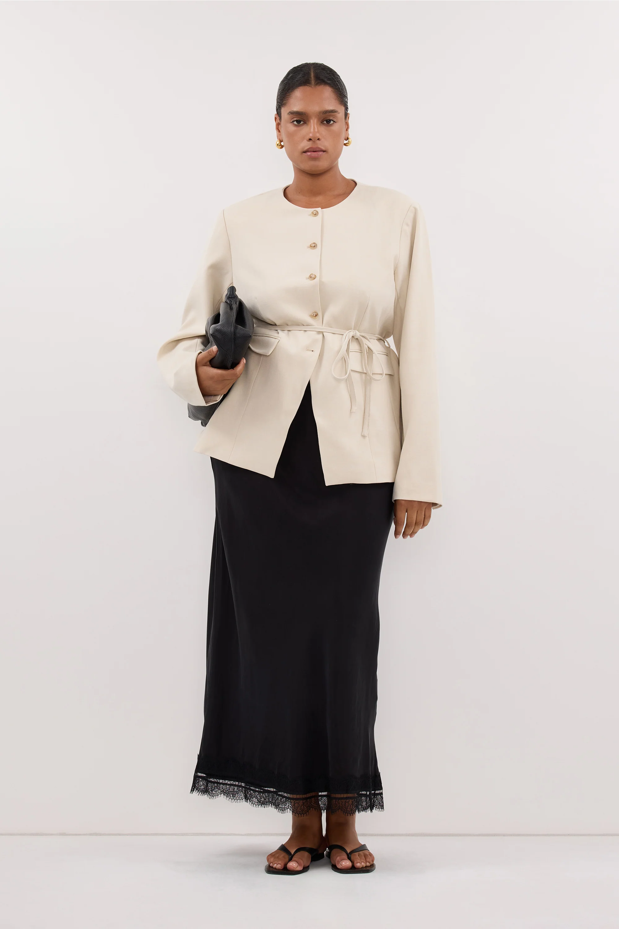 CYRUS BONE COLLARLESS BLAZER - Image 6