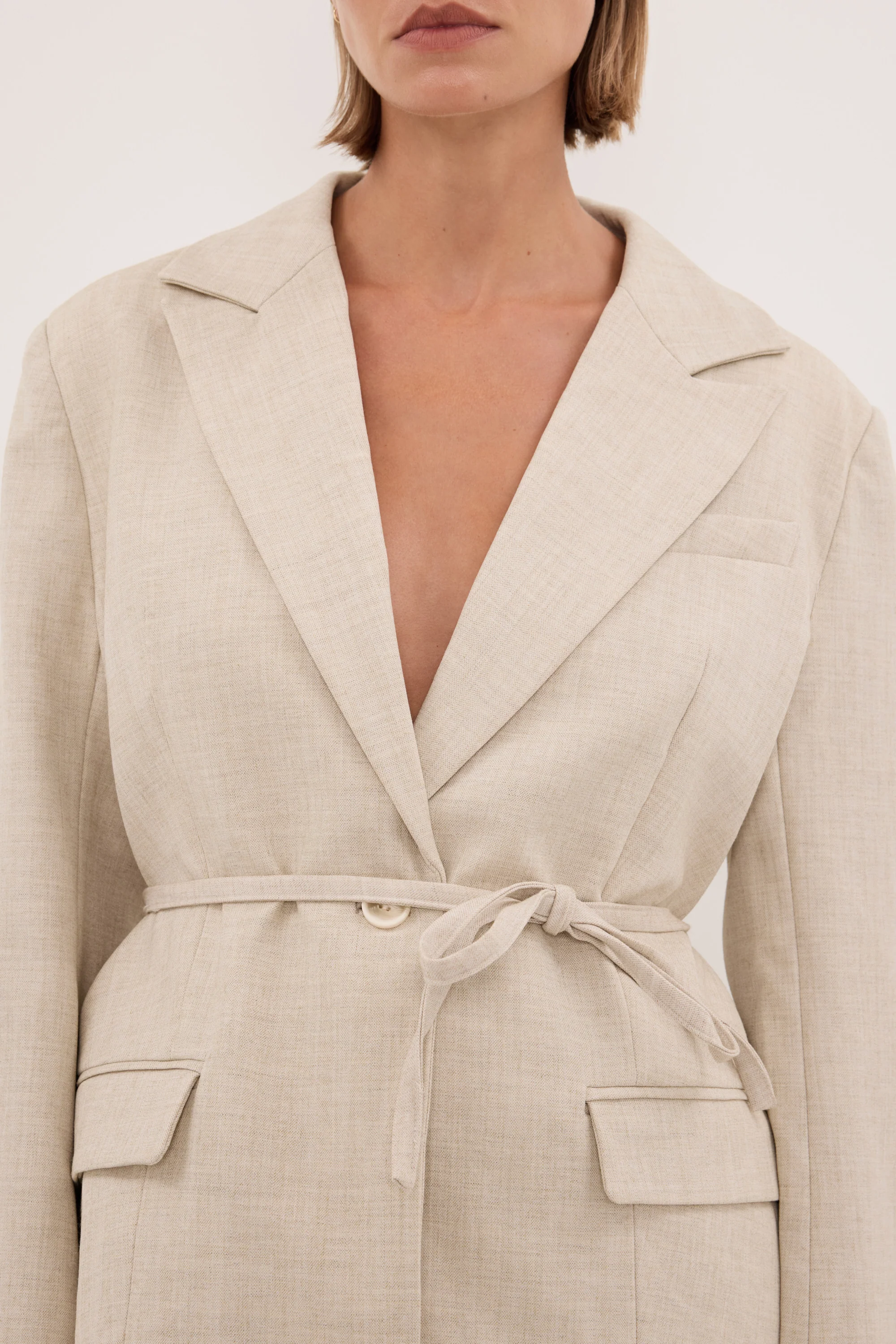 CYRUS NATURAL OVERSIZED TIE WAIST BLAZER - Image 6