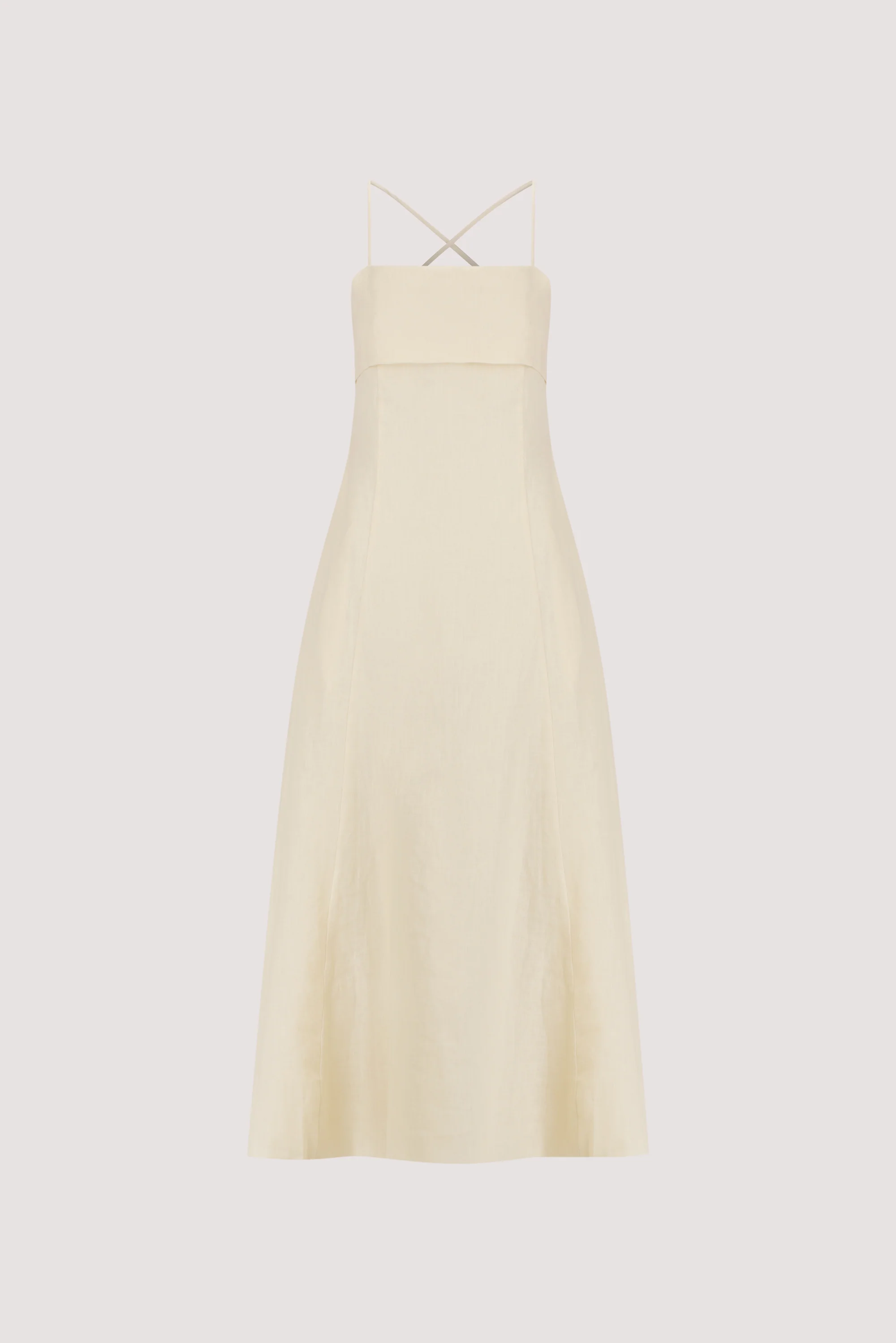 DANIELLA STRAW LINEN TIE BACK MIDI DRESS - Image 6