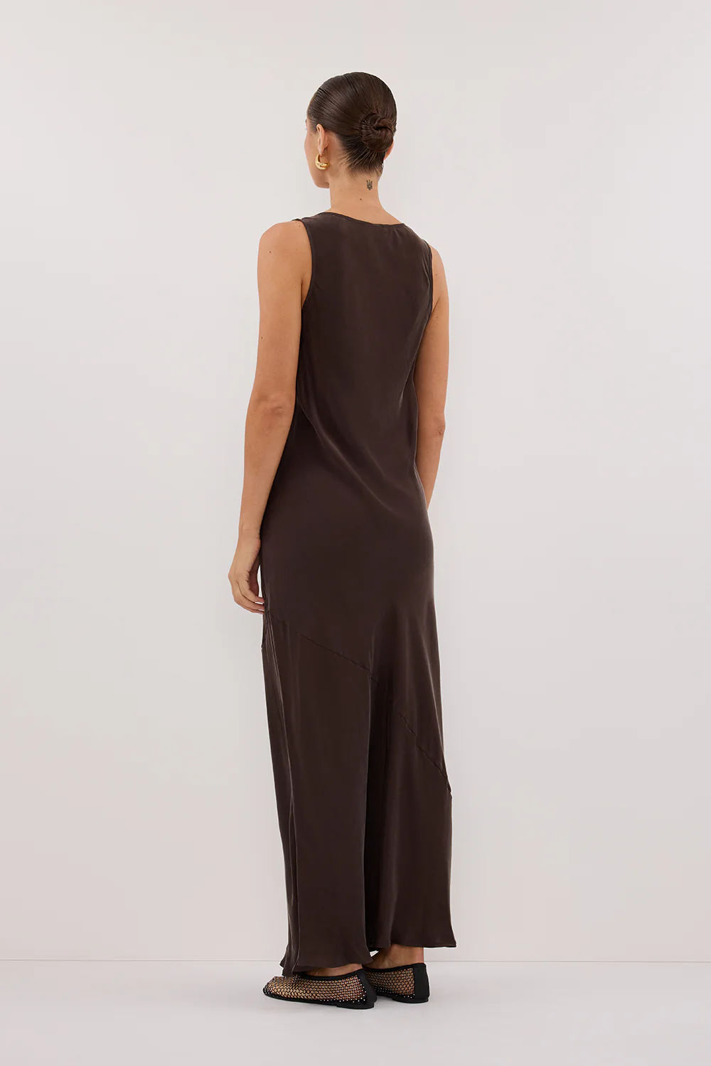 DARCY BITTER CHOC SILK MAXI DRESS - Image 4