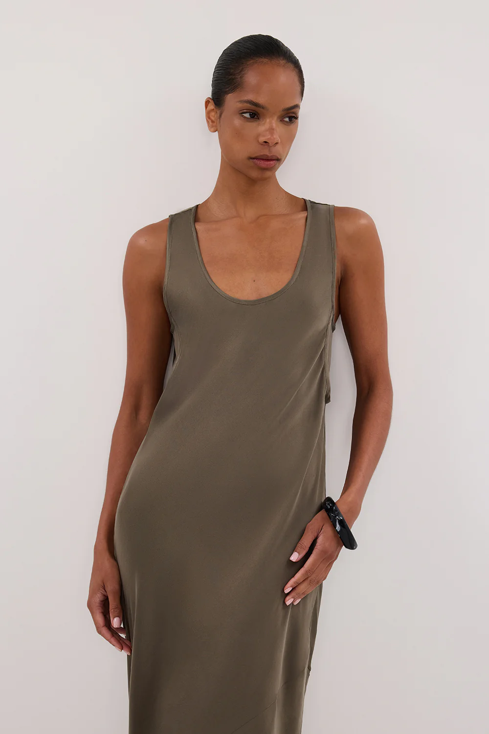 DARCY OLIVE SILK MAXI DRESS - Image 2