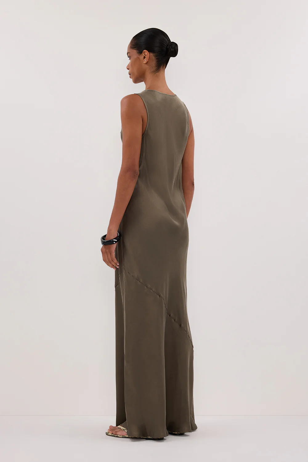 DARCY OLIVE SILK MAXI DRESS - Image 4