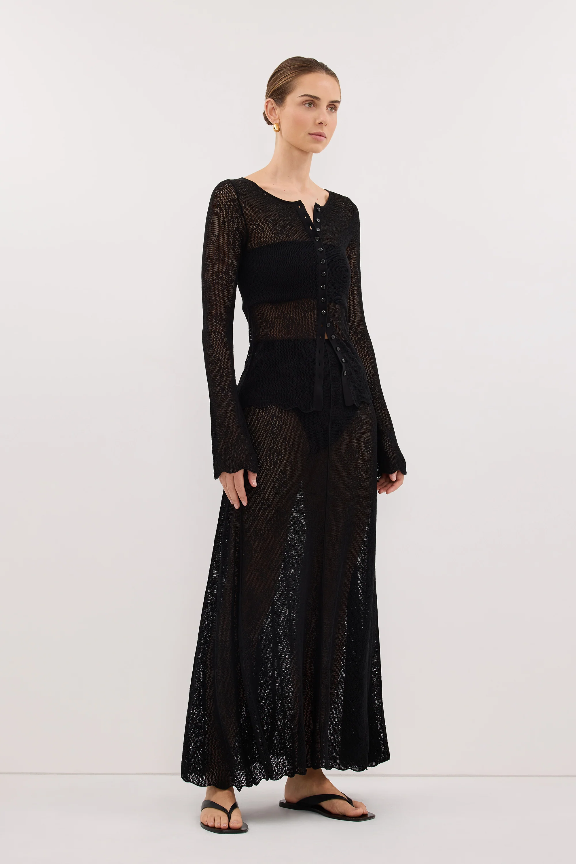 DELIA BLACK LACE BUTTON FRONT TOP - Image 3
