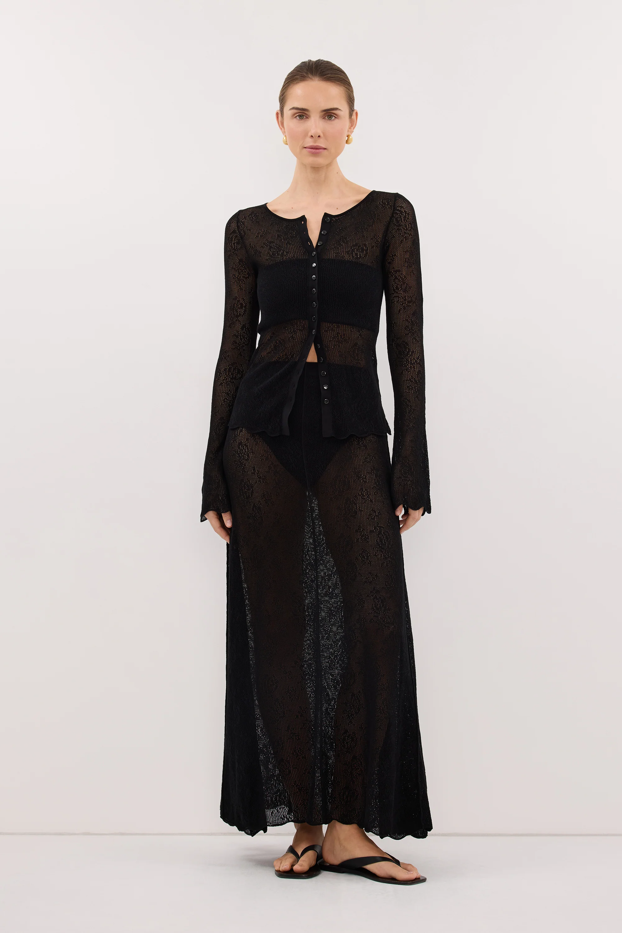DELIA BLACK LACE MAXI SKIRT