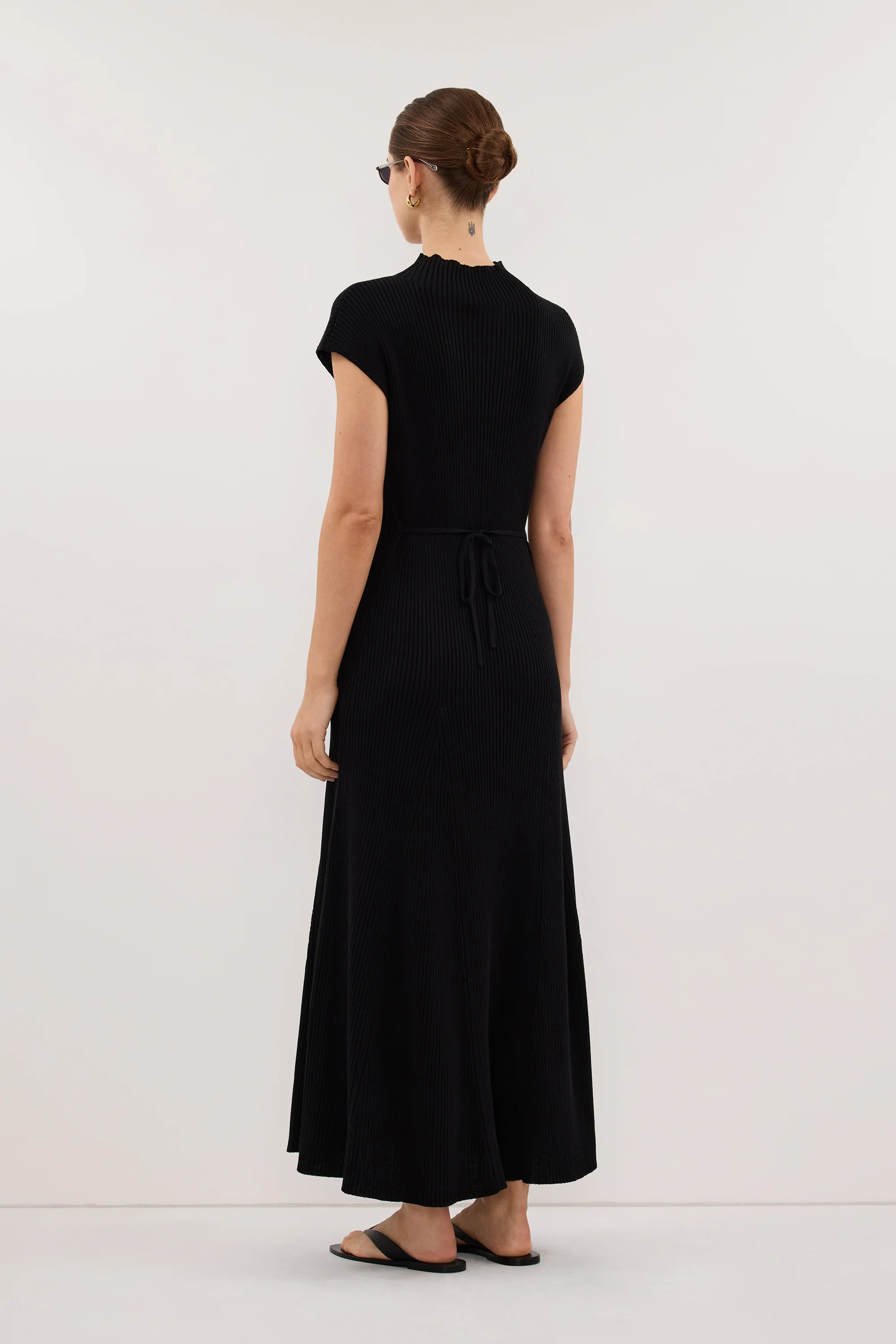 DELLA BLACK KNIT MIDI DRESS - Image 5