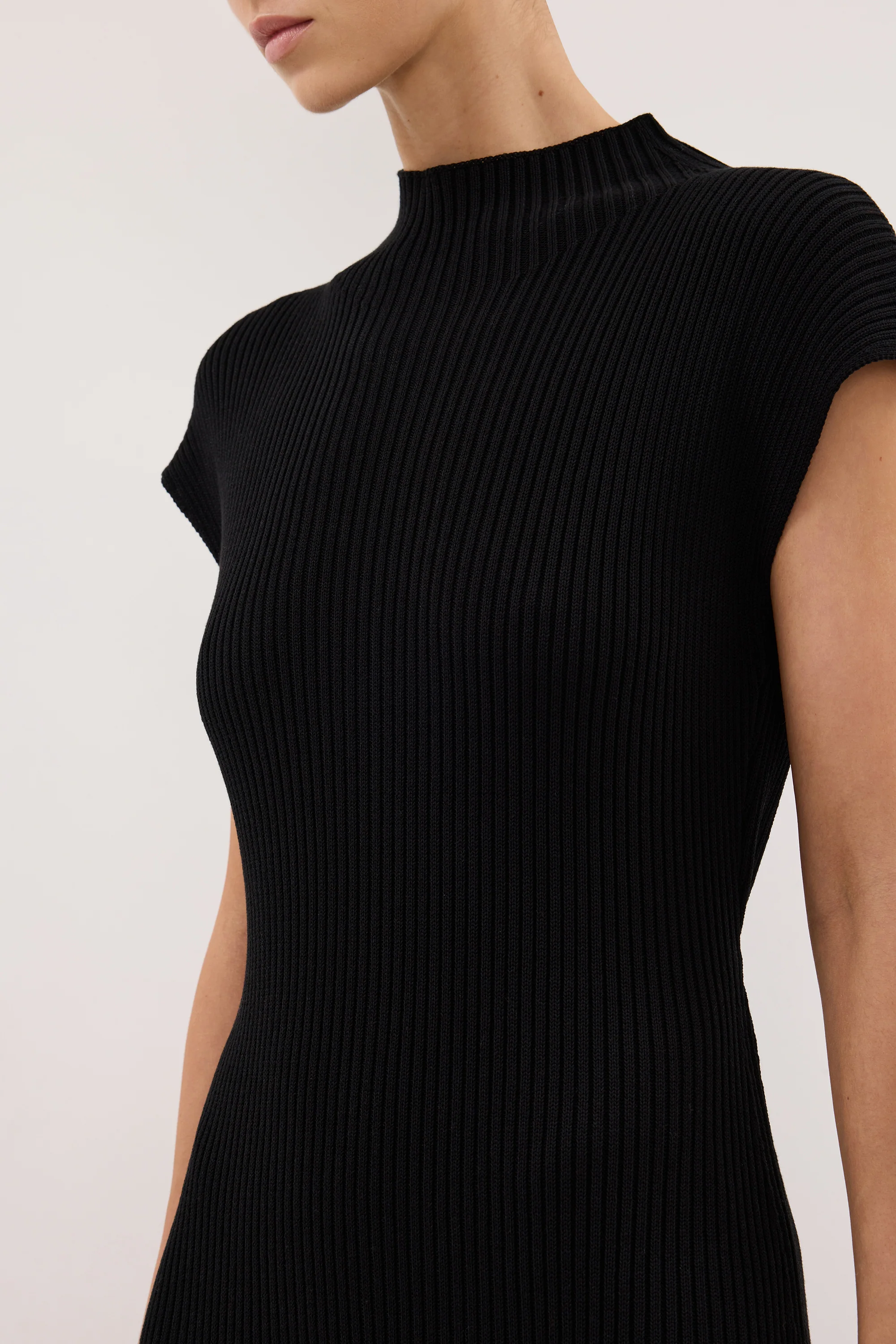 DELLA BLACK KNIT MIDI DRESS - Image 6