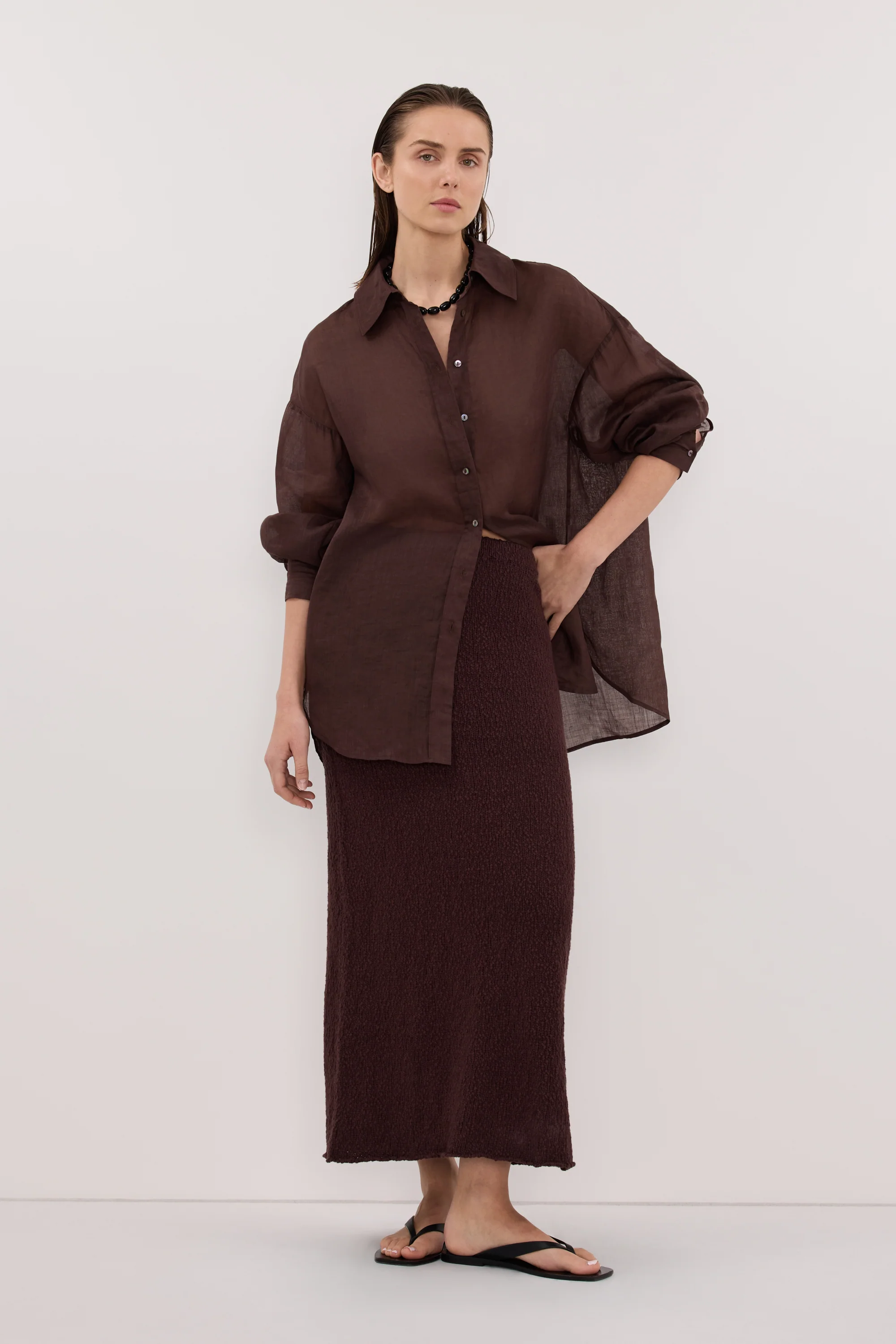 DINA CHOC KNIT MIDI SKIRT