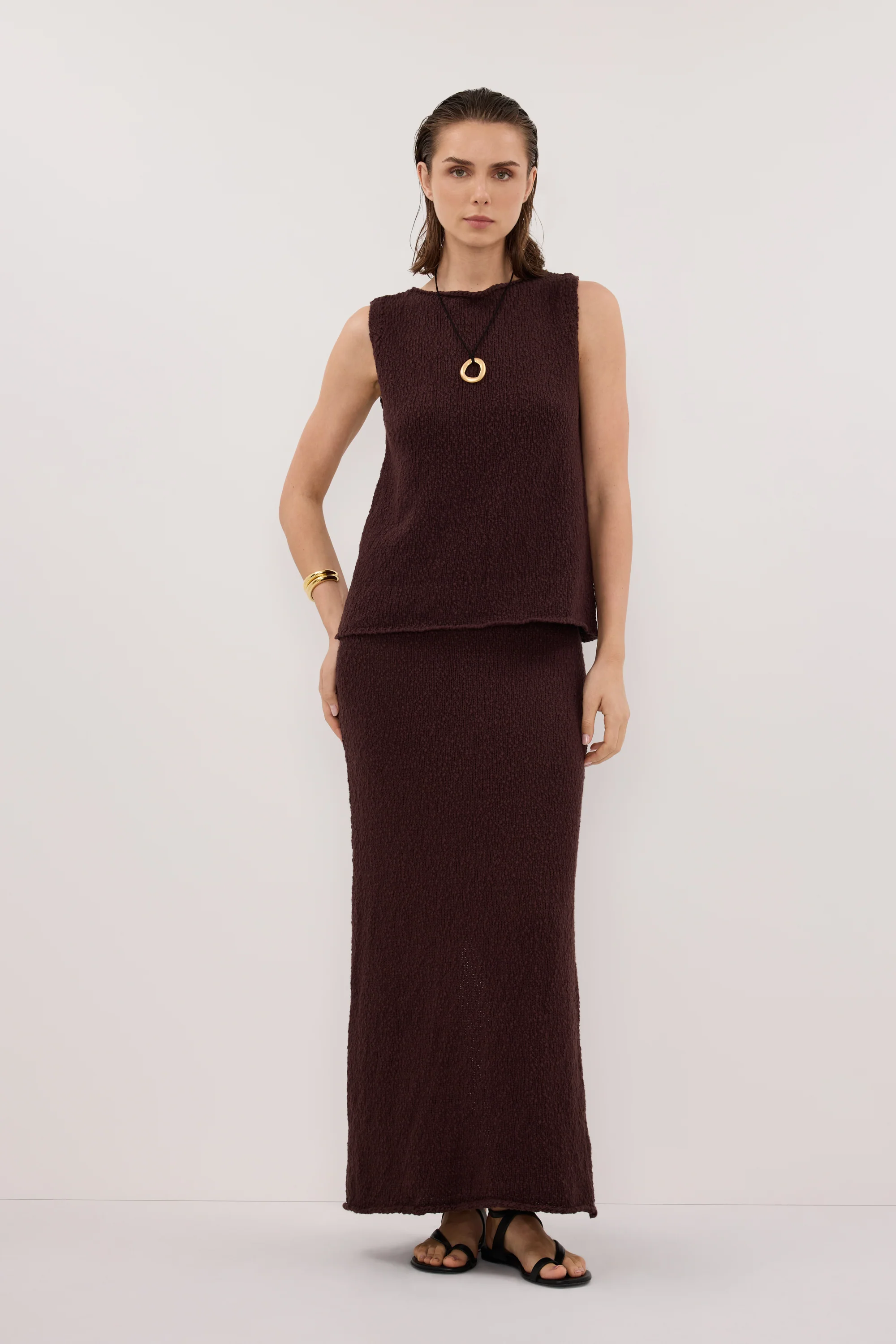 DINA CHOC KNIT MIDI SKIRT - Image 6