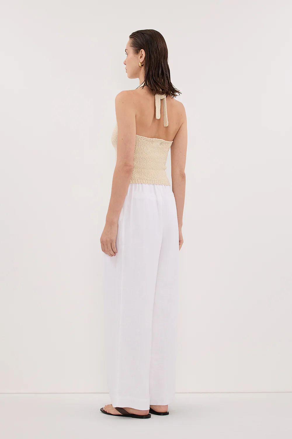 DINA NATURAL SLEEVELESS HALTER KNIT TOP - Image 4