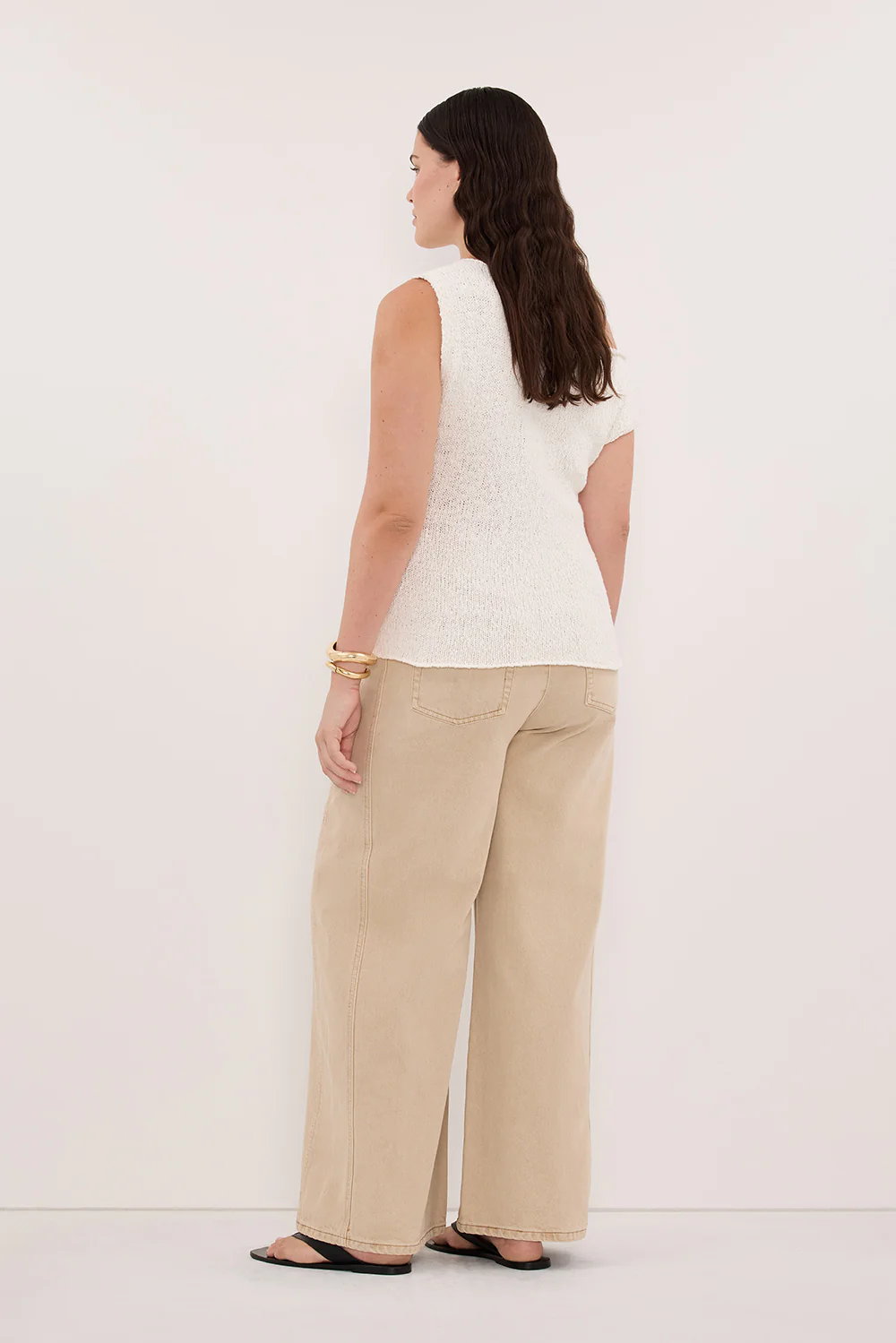 DINA OFF WHITE COTTON ASYM KNIT TOP - Image 7