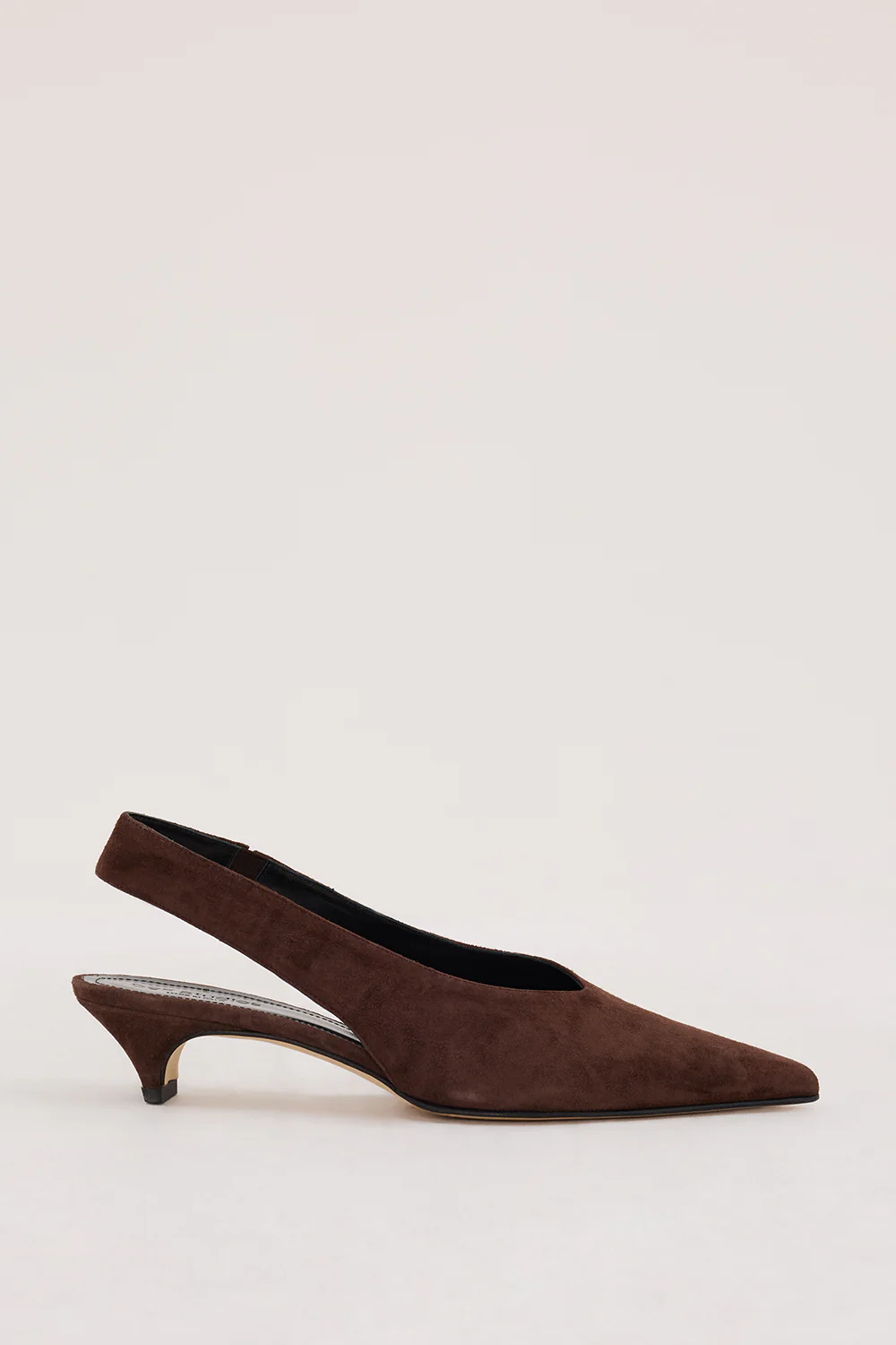 DOF STUDIOS TORY CHOCOLATE SUEDE HEEL