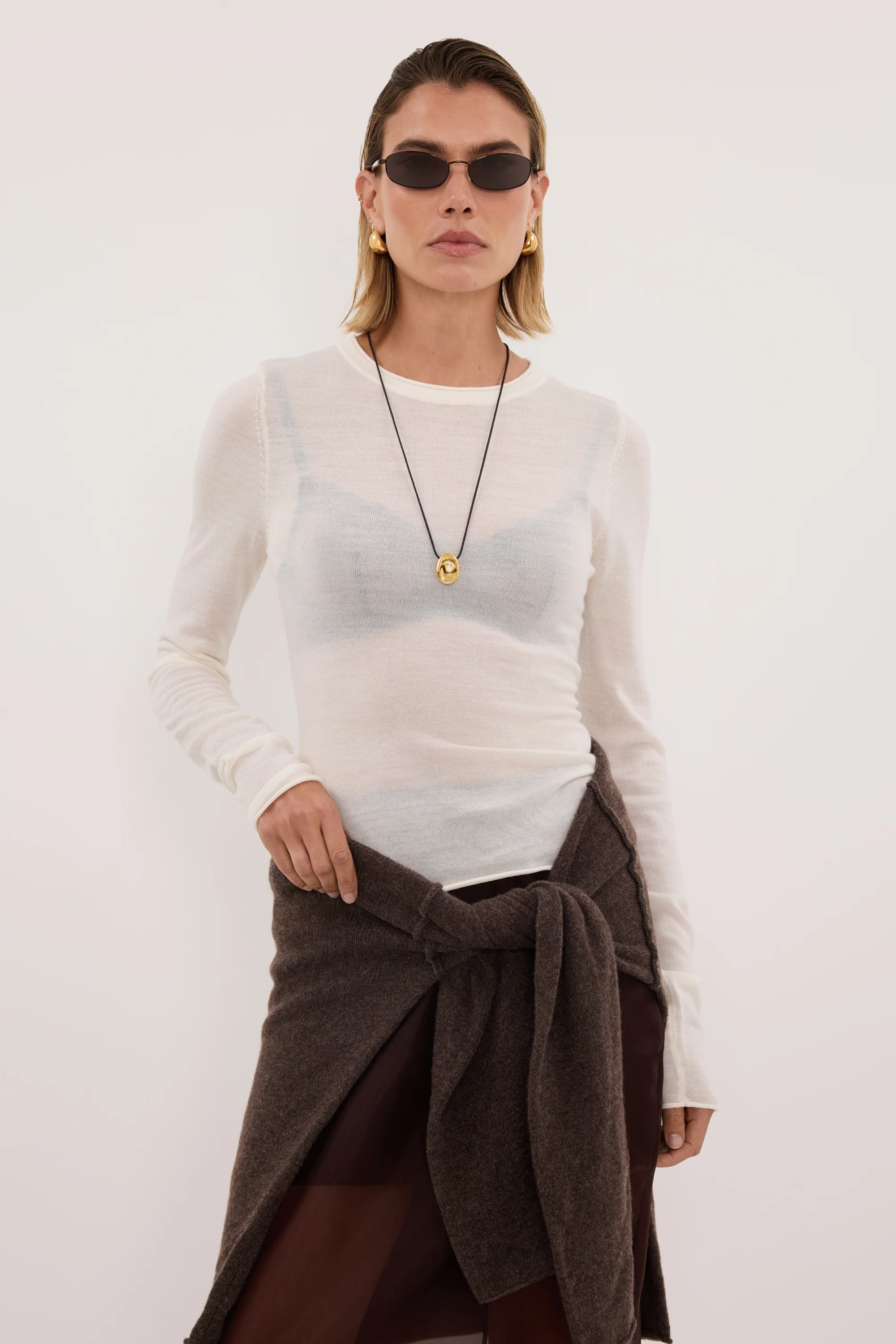 DUKE OFF WHITE LONG SLEEVE MERINO KNIT TOP - Image 5