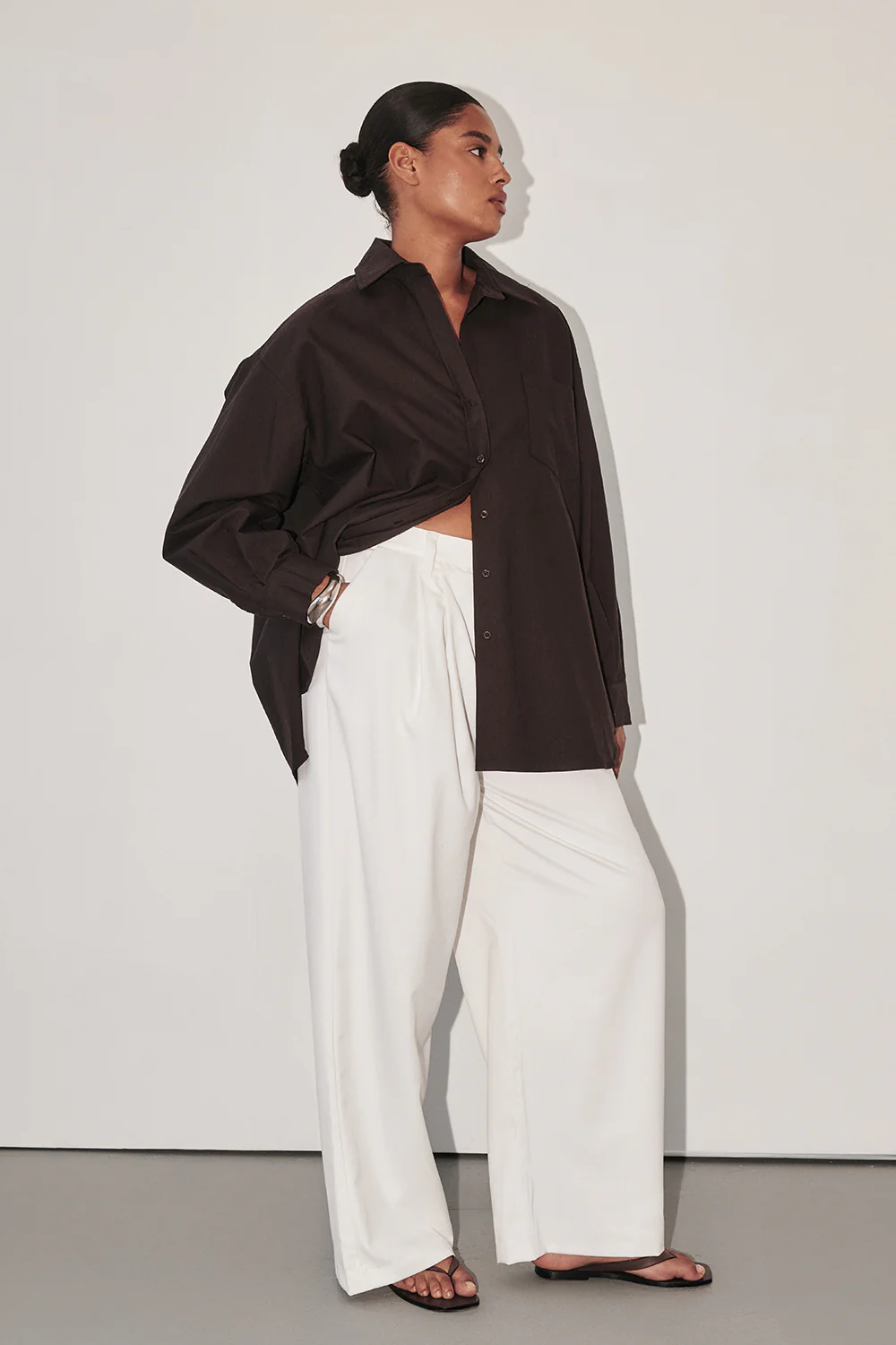 EASTON WHITE WIDE LEG LINEN PANT - Image 2