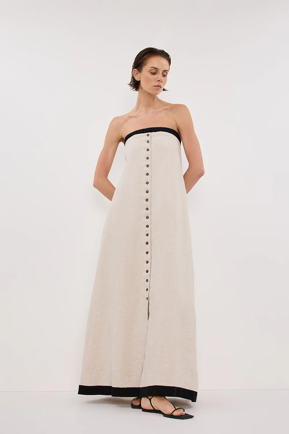 EBONY NATURAL STRAPLESS MIDI DRESS - Image 5