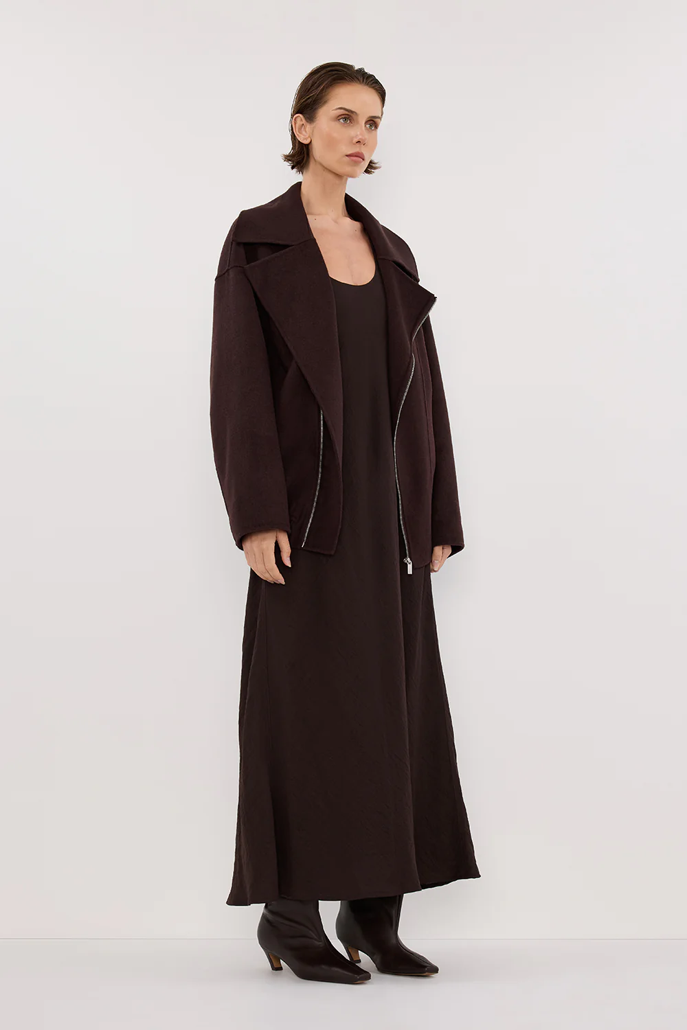 ELAINE DARK CHOC OVERSIZED WOOL BLEND JACKET - Image 3