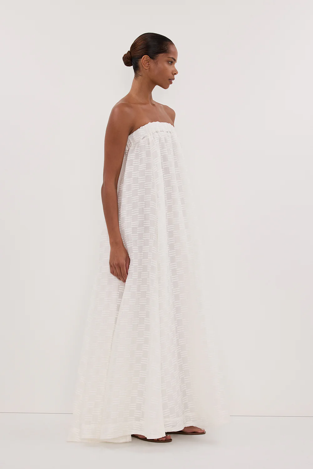 ELBA WHITE SHEER STRAPLESS DRESS - Image 3