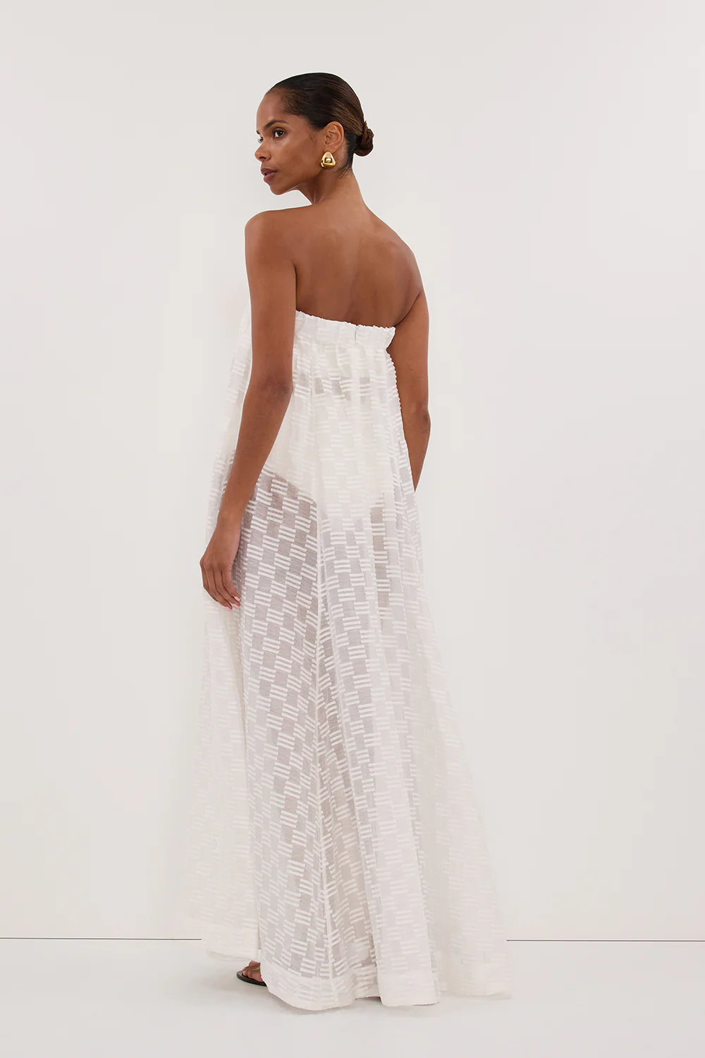 ELBA WHITE SHEER STRAPLESS DRESS - Image 4