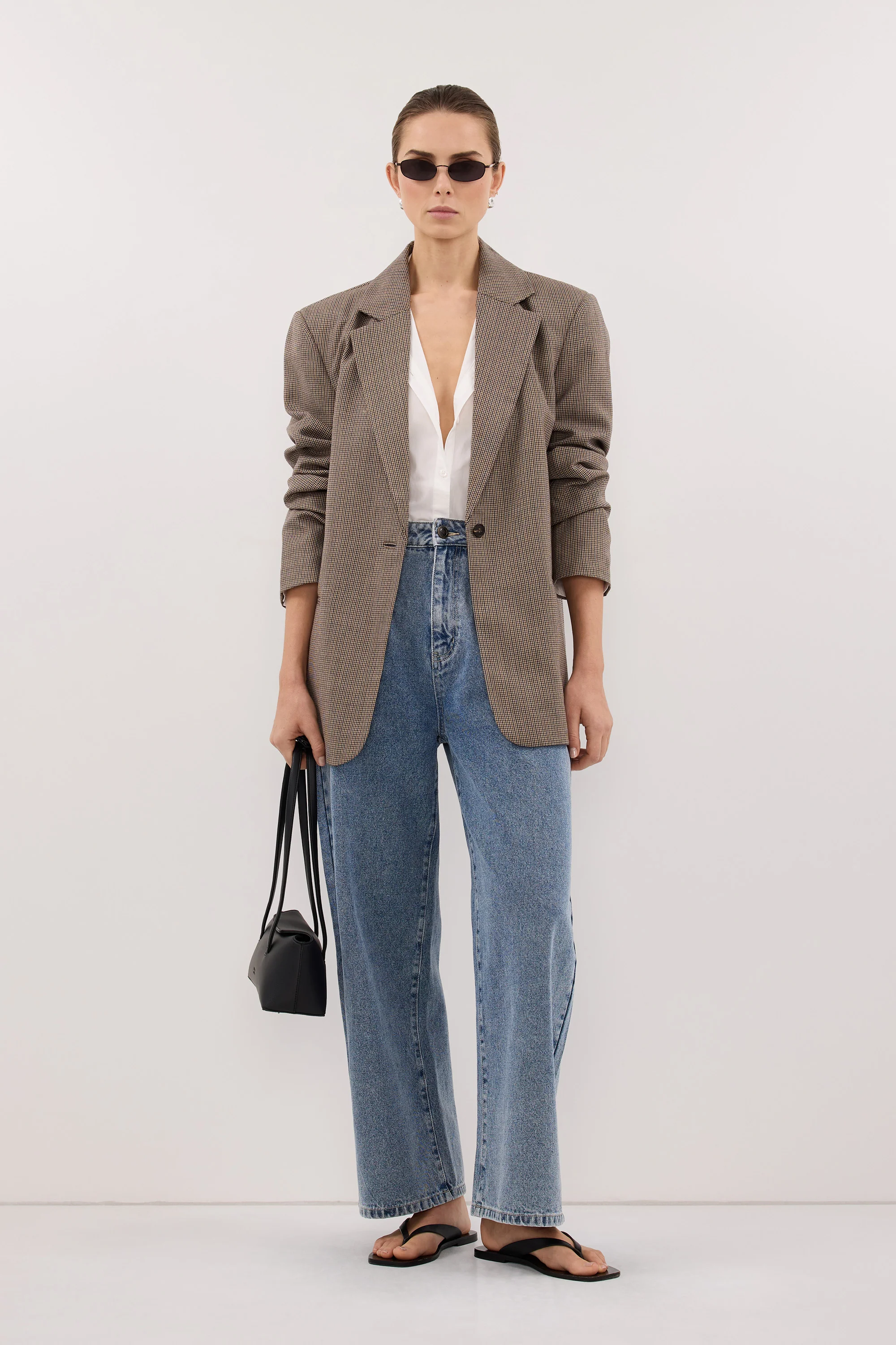 ELLORY BUFF OVERSIZED HOUNDSTOOTH BLAZER - Image 3