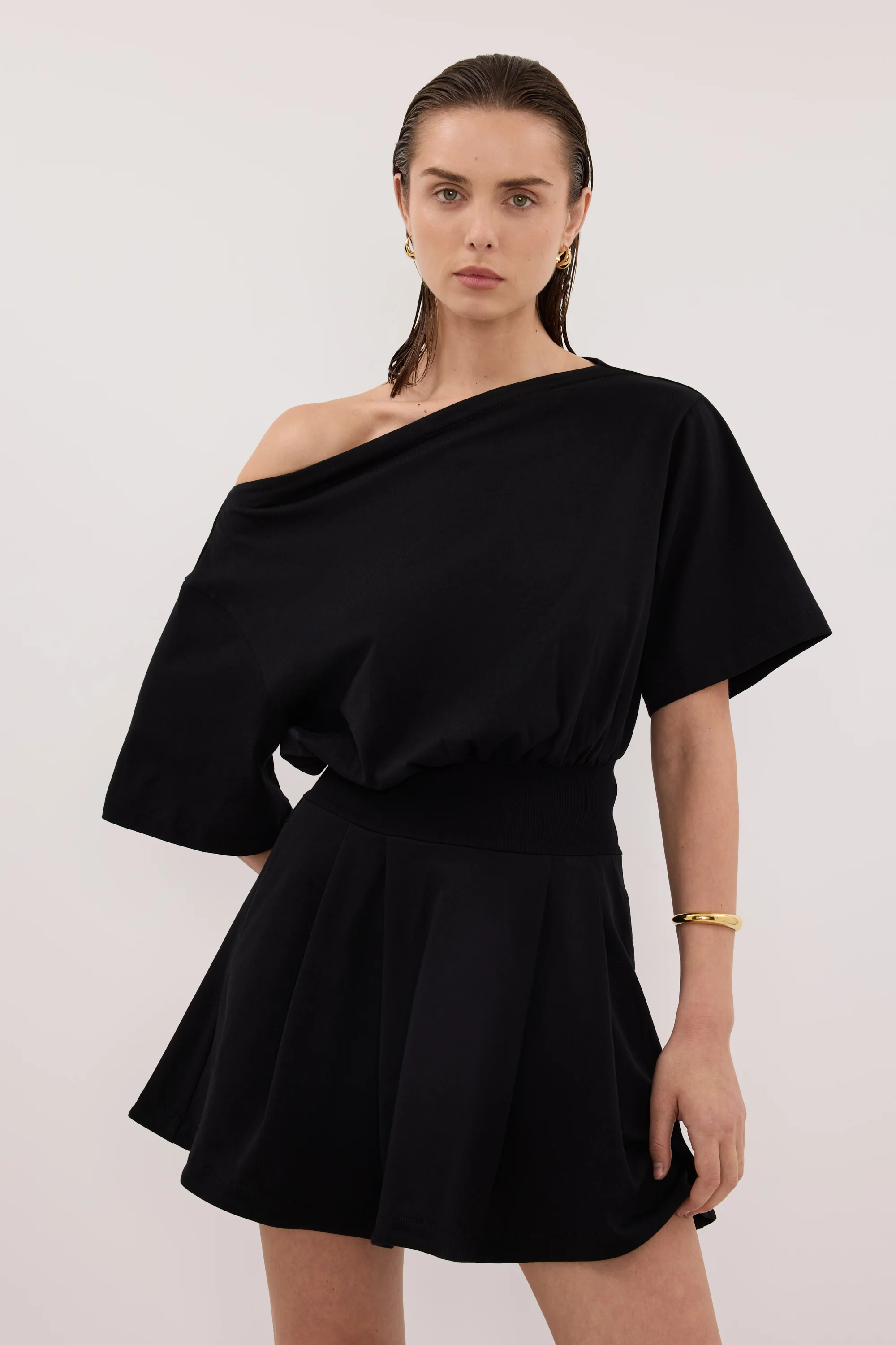 ESME BLACK ASYM MINI DRESS - Image 2