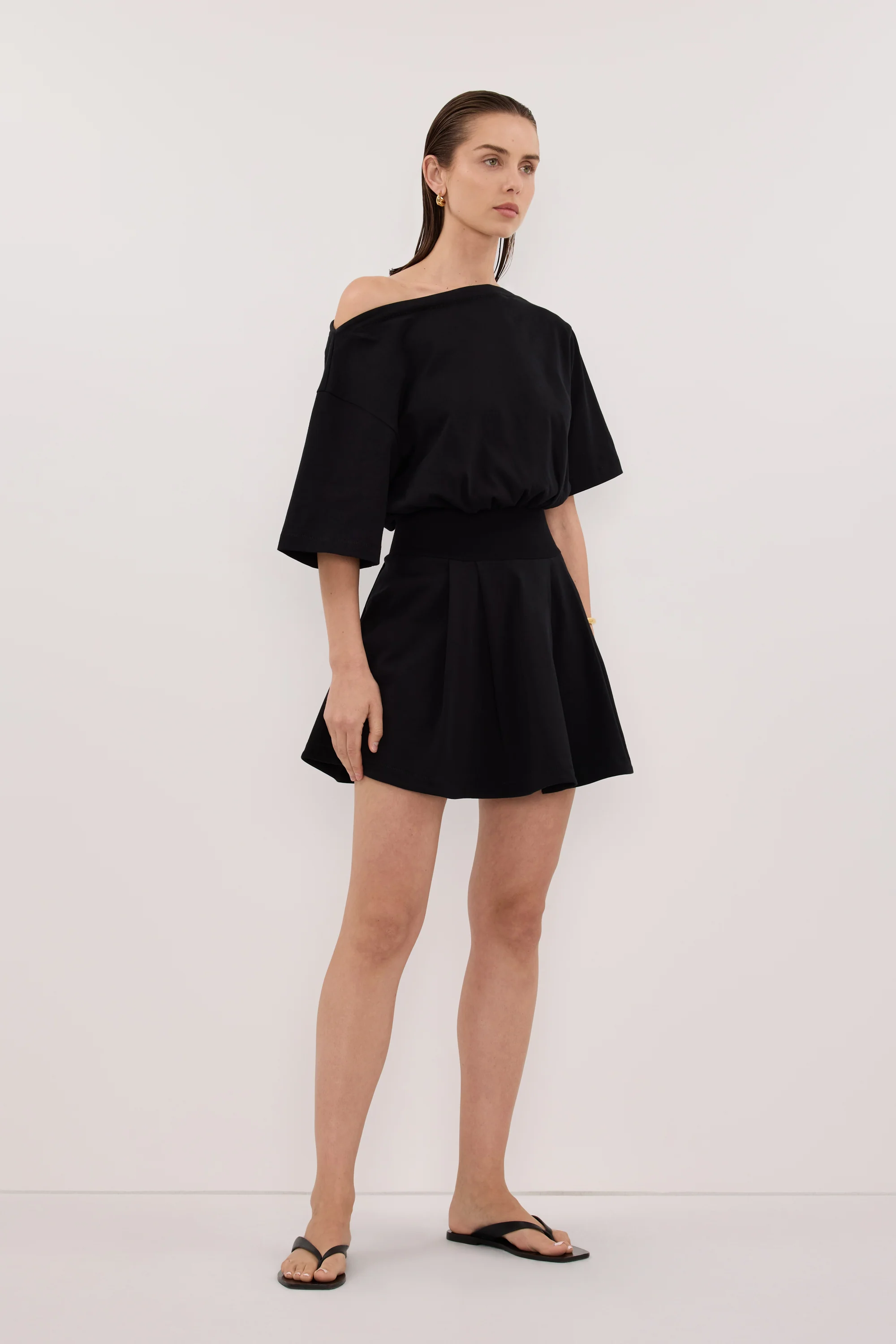 ESME BLACK ASYM MINI DRESS - Image 3