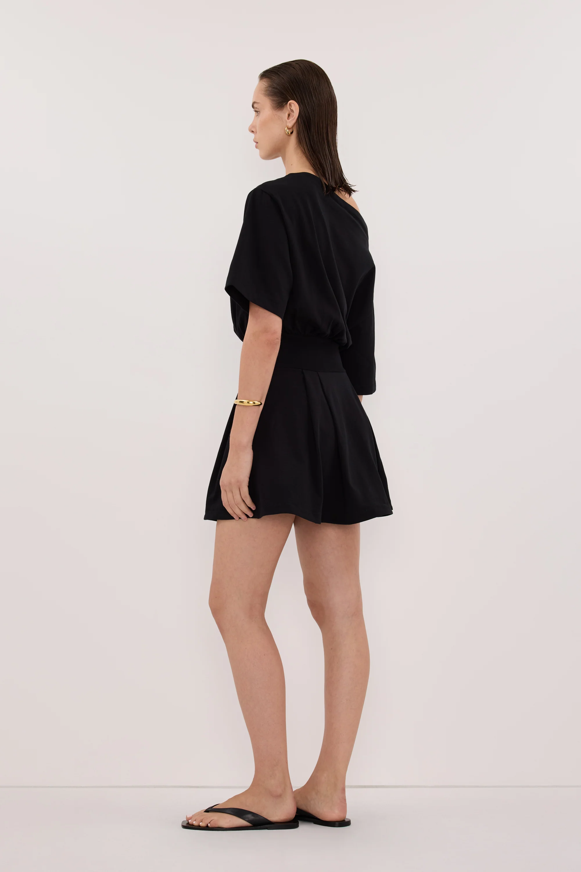 ESME BLACK ASYM MINI DRESS - Image 4