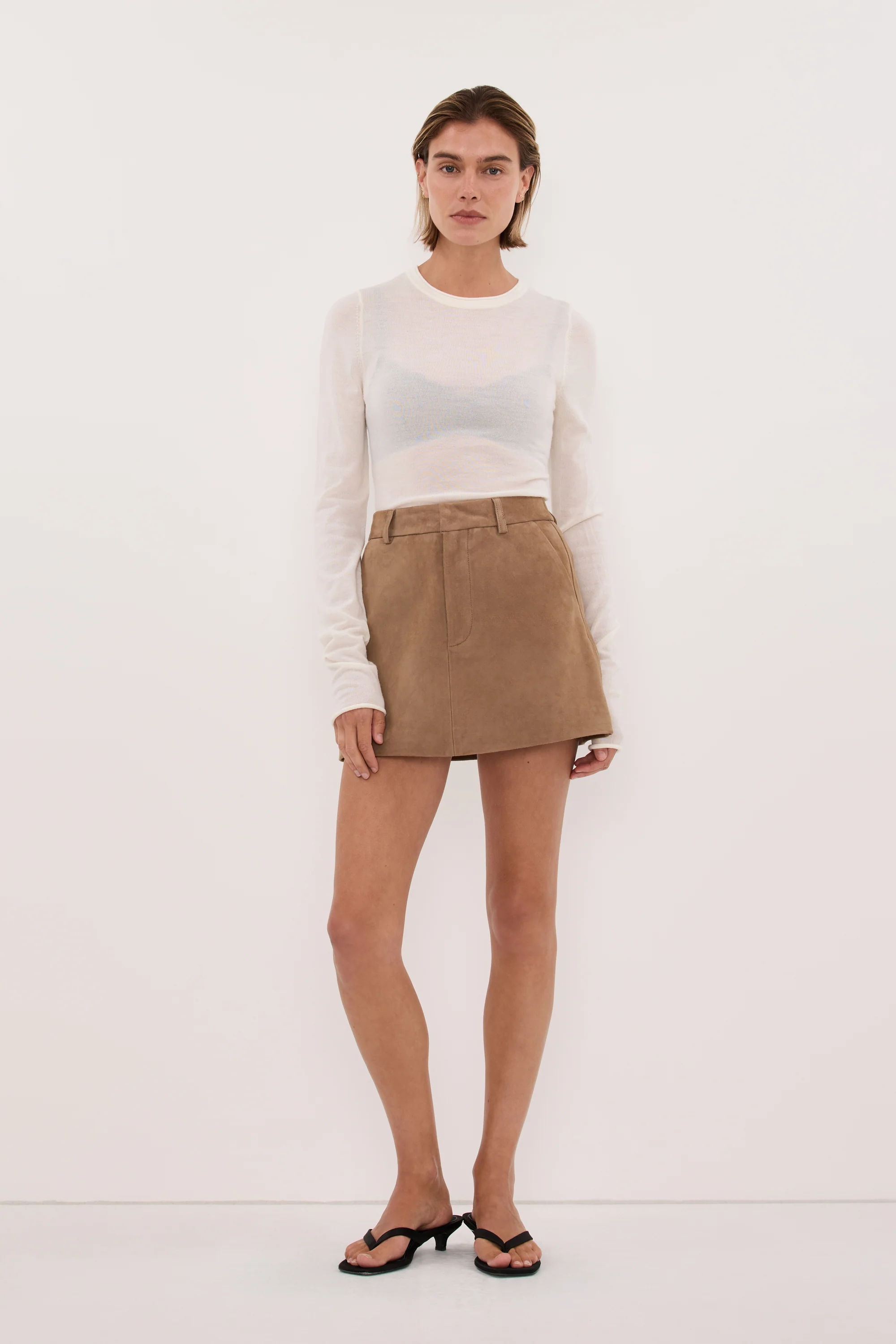 ESTELLE CHESTNUT SUEDE MINI SKIRT - Image 6