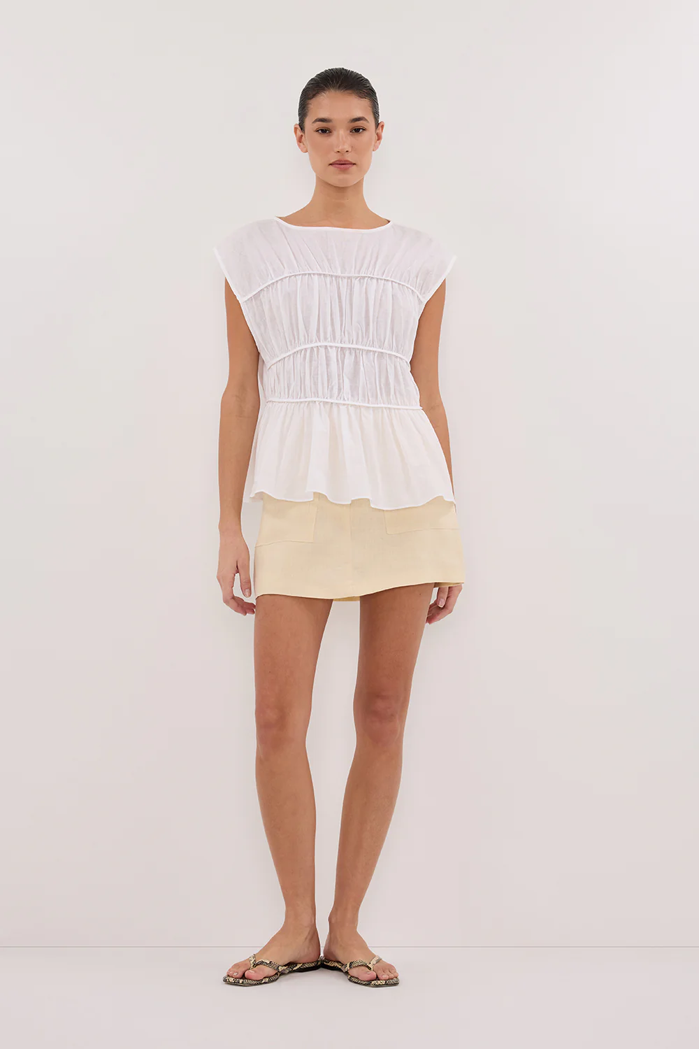 EVA LEMON LINEN SKORT