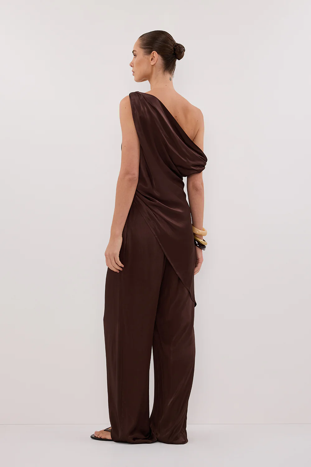 EVE BITTER CHOC ASYM SATIN TOP - Image 4