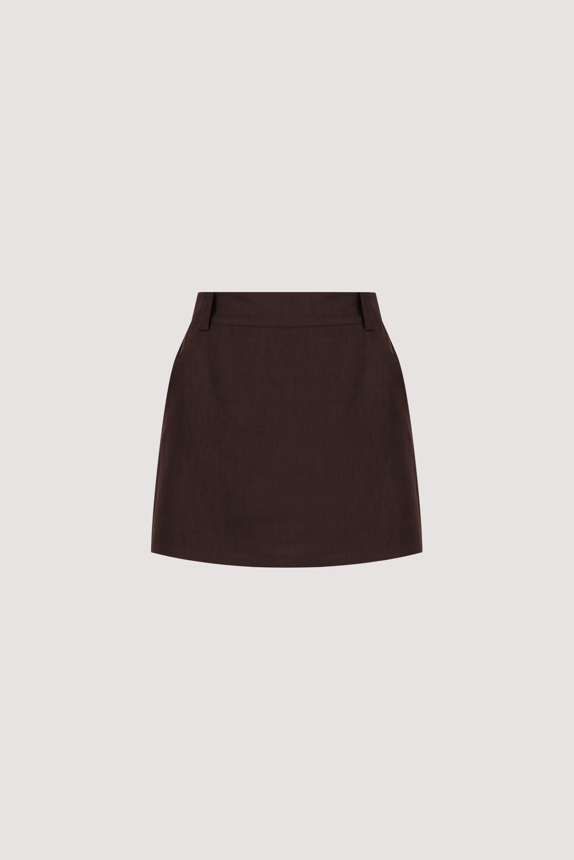 EVIE BURNT CHOC LINEN SKORT - Image 6