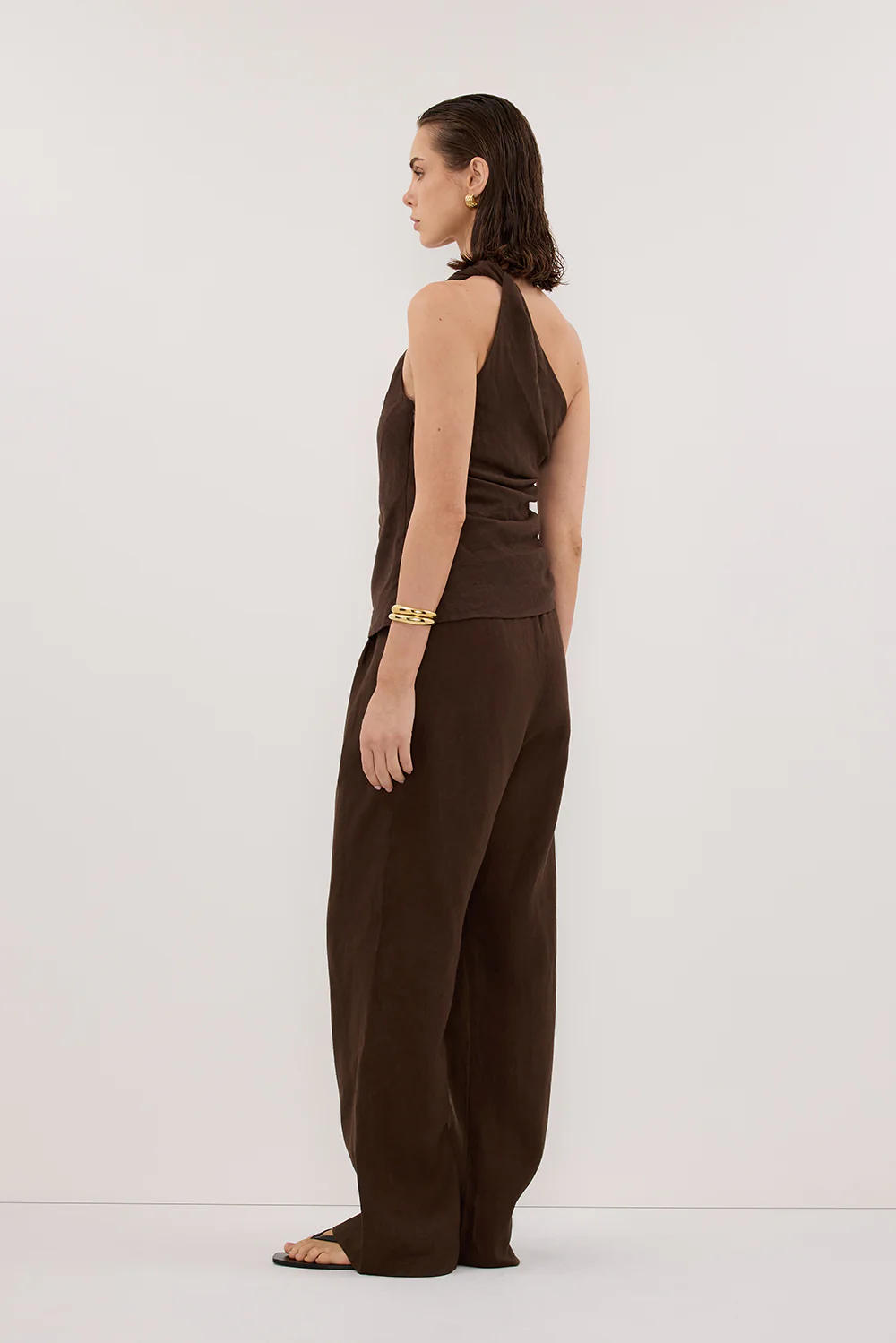 FINNY BITTER CHOC LINEN TOP - Image 4