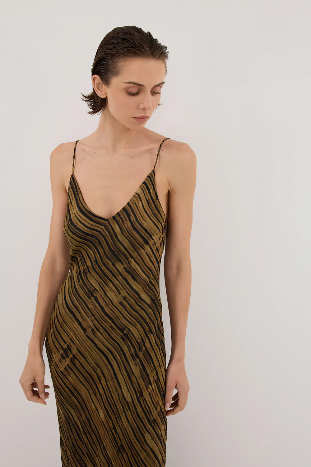 FLEUR DARK CHOCOLATE SLIP MIDI DRESS - Image 2