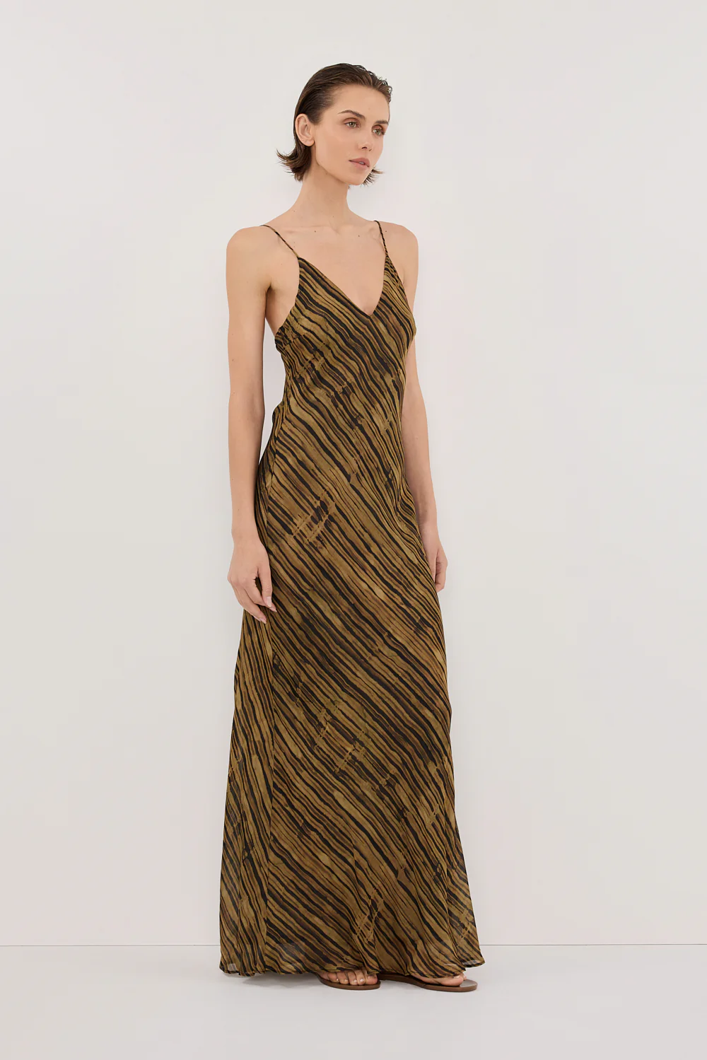 FLEUR DARK CHOCOLATE SLIP MIDI DRESS - Image 3