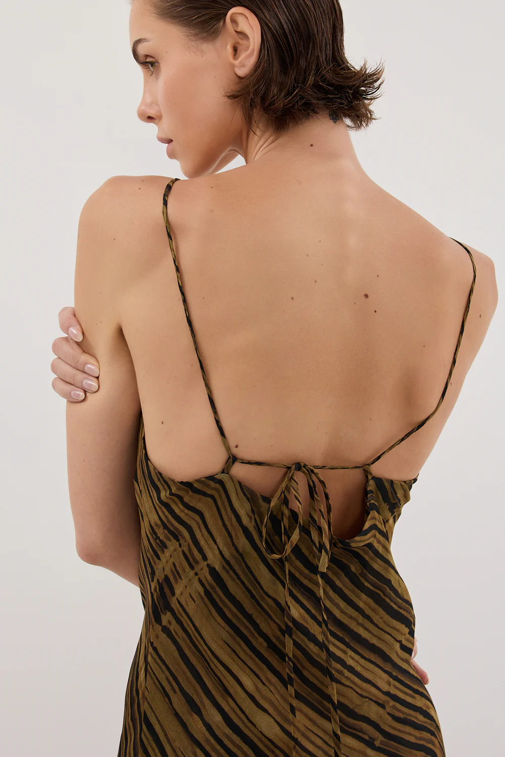 FLEUR DARK CHOCOLATE SLIP MIDI DRESS - Image 5