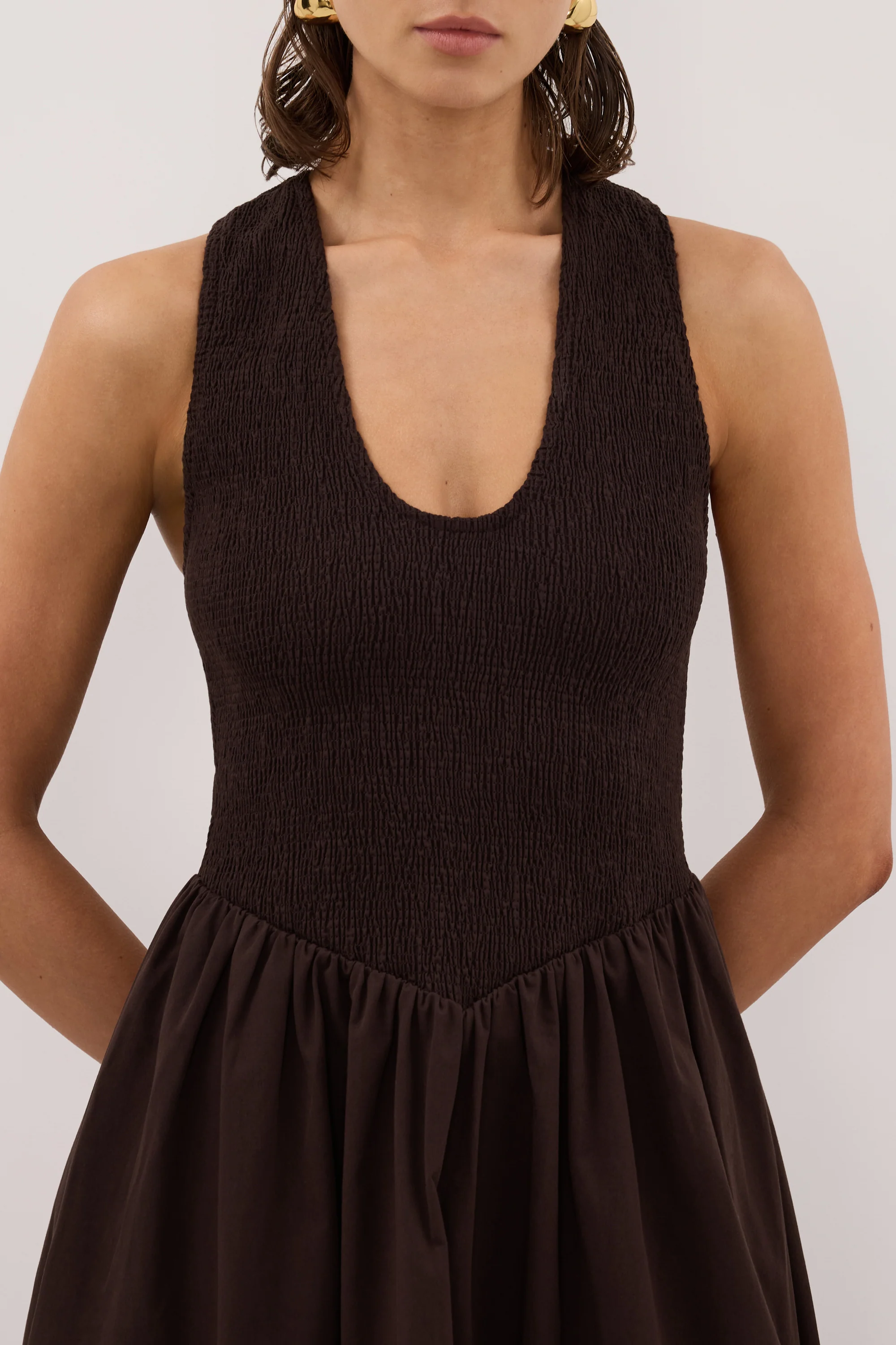 FLORENCE BURNT CHOC COTTON MIDI DRESS - Image 4