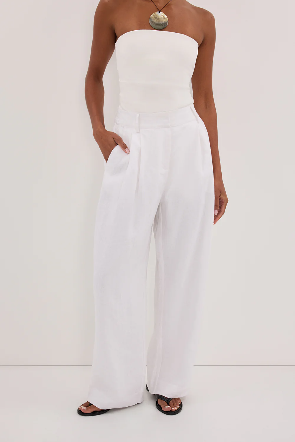 FRAN WHITE LINEN PANT - Image 2