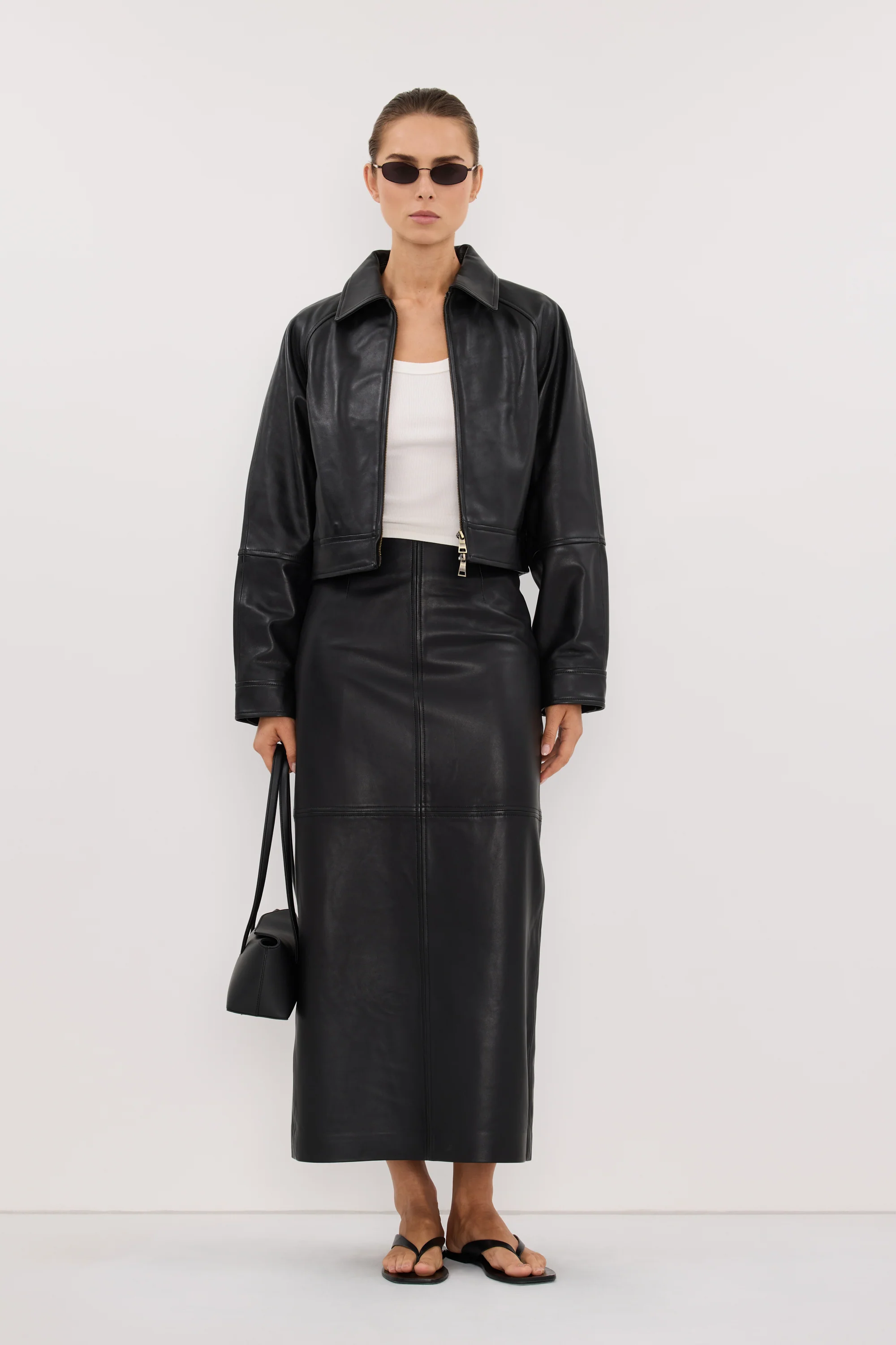 FREYA BLACK CROPPED LEATHER JACKET - Image 3