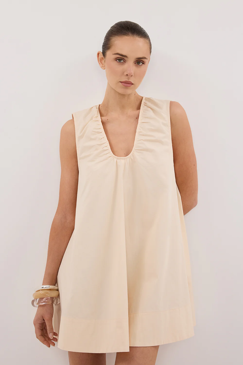 GABBY BUTTERMILK OVERSIZED COTTON MINI DRESS - Image 2