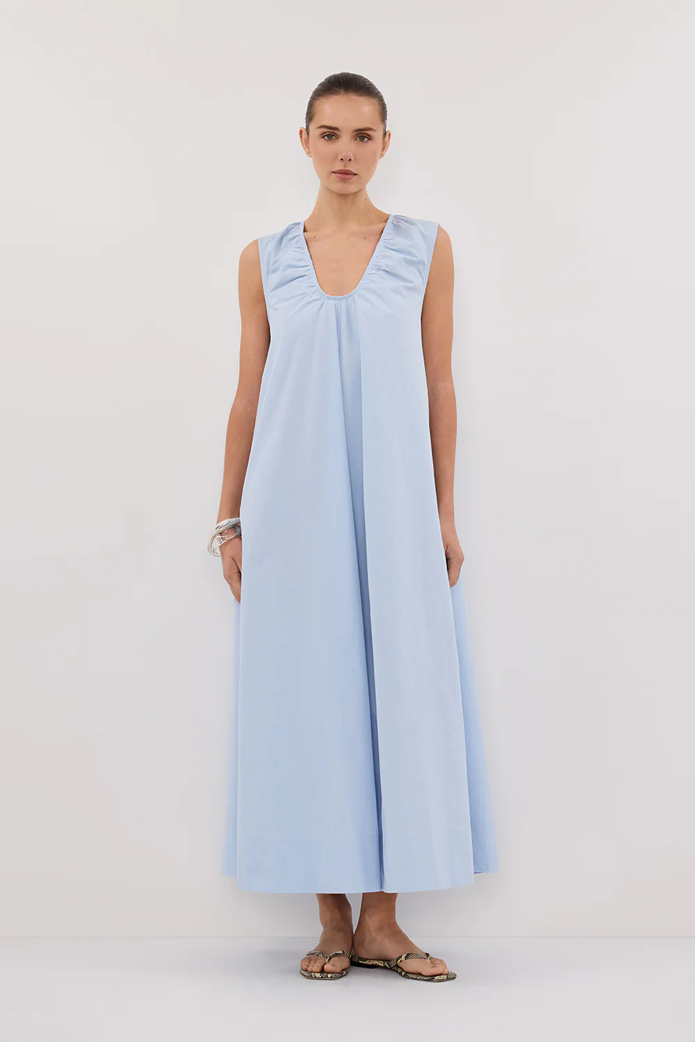 GABBY CORNFLOWER OVERSIZED COTTON MIDI DRESS
