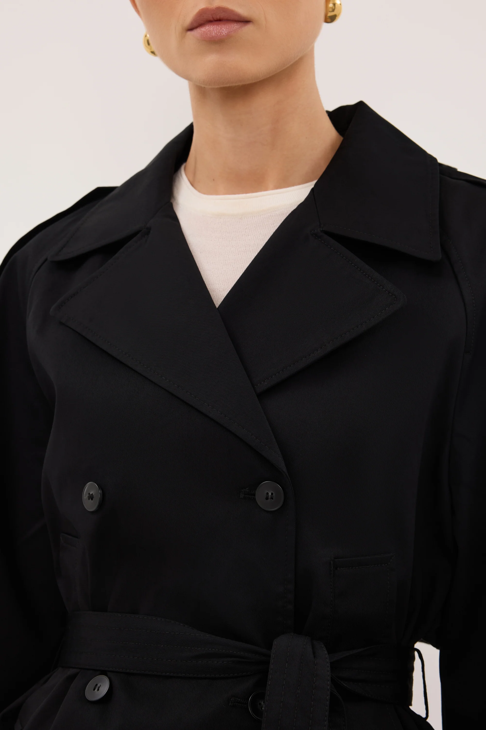 GABRIEL BLACK CROPPED TRENCH COAT - Image 6