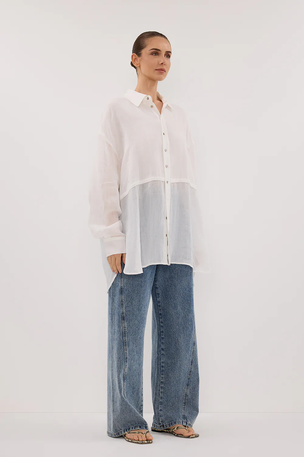 GIGI WHITE RAMIE LONG SLEEVE SHIRT - Image 3