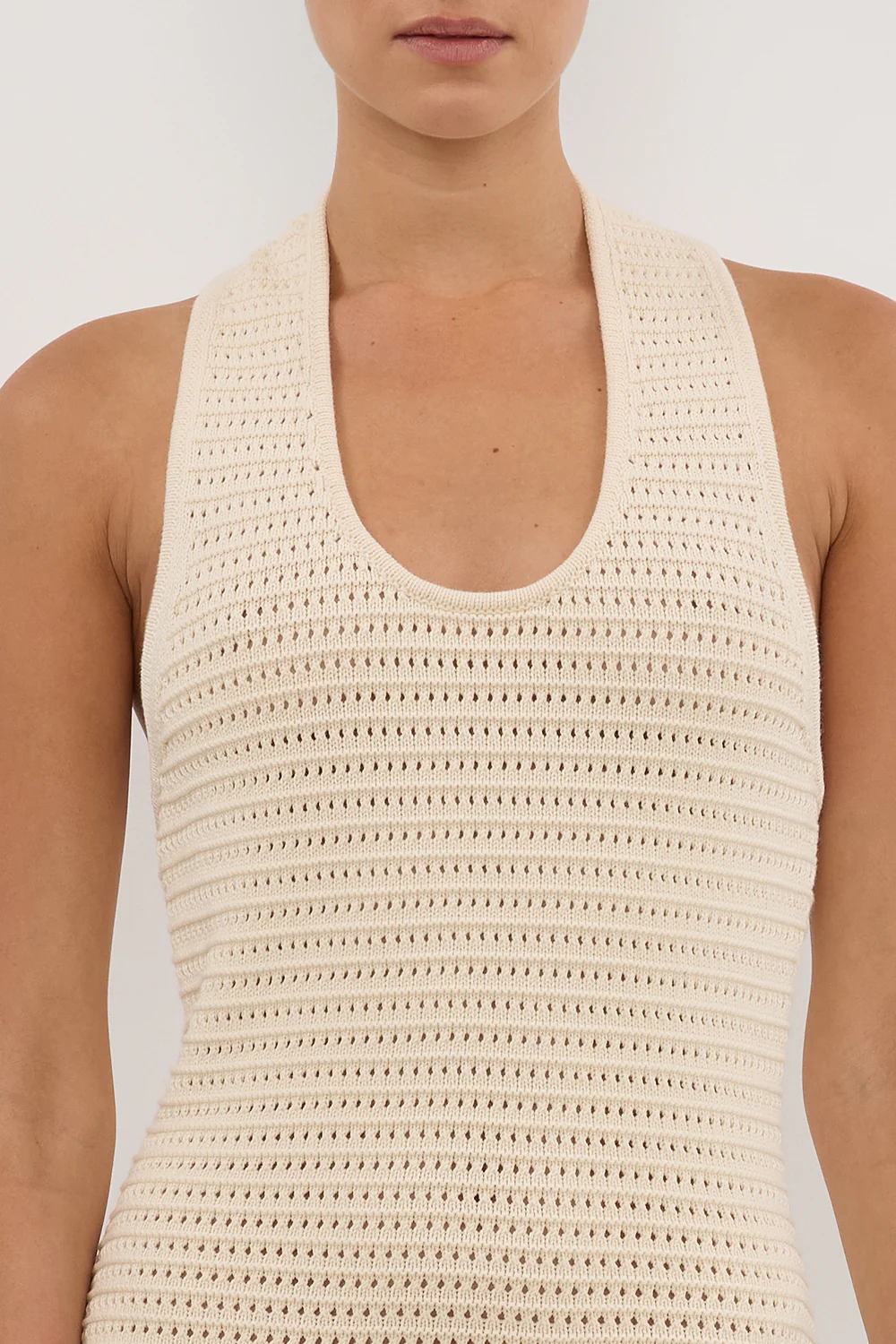 GINA CREAM HALTER CROCHET MIDI DRESS - Image 7