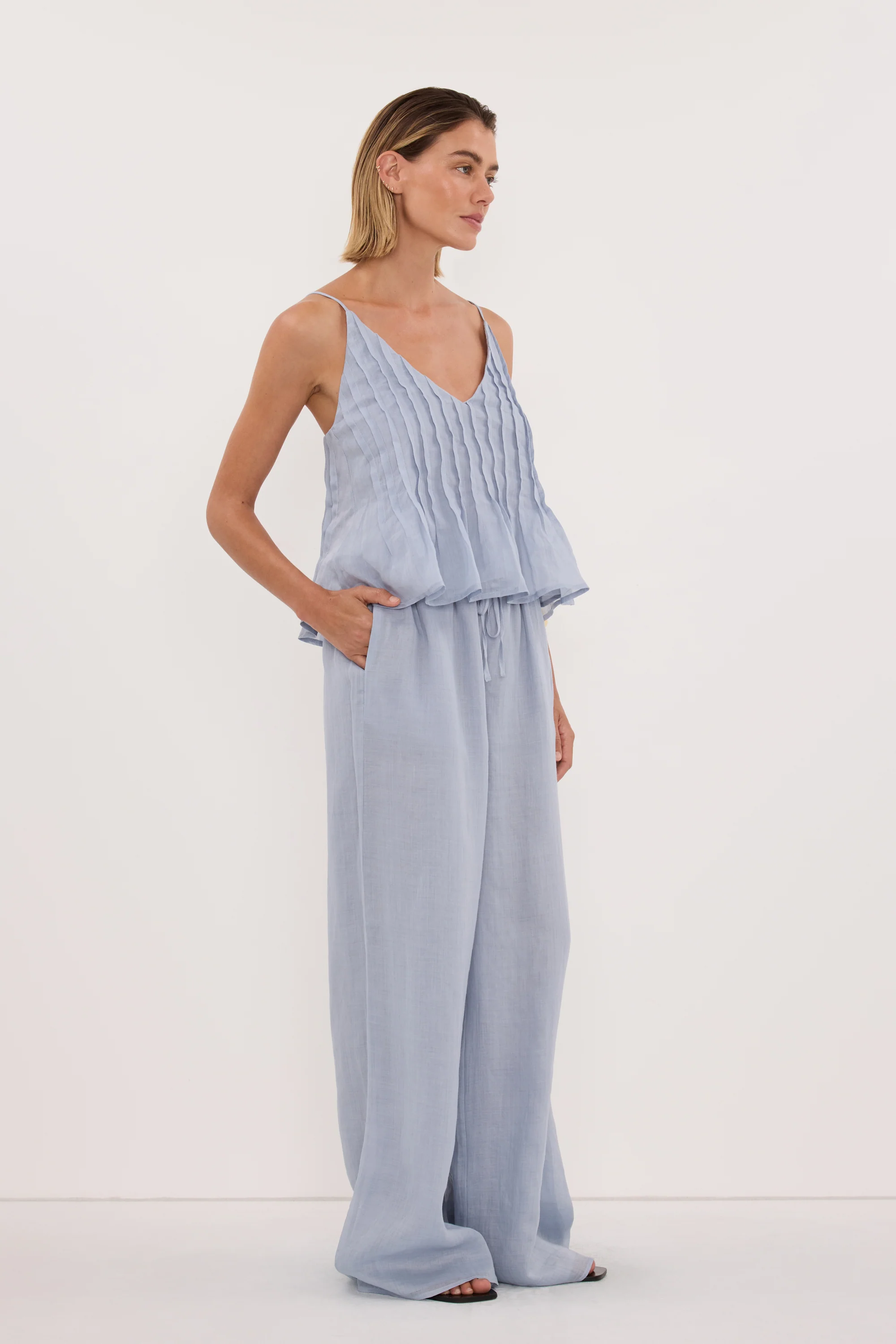 GINNY DUSTY BLUE RAMIE PANT - Image 3